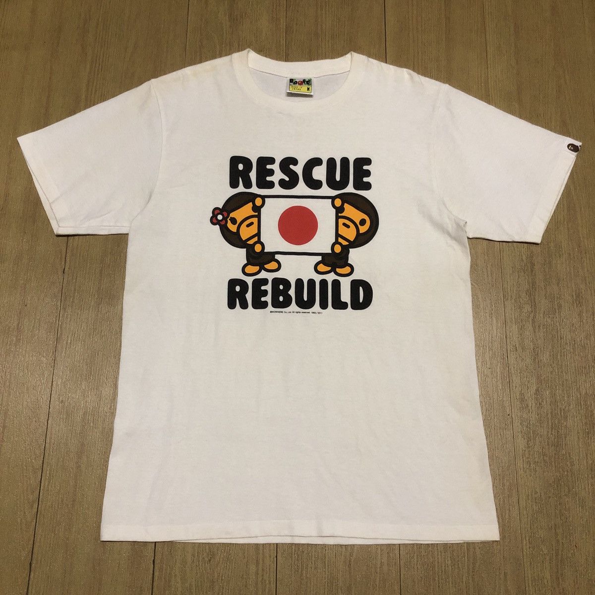 image of Bape 2011 Baby Milo Baby Lisa Rescue Rebuild Tshirts in White, Men's (Size Medium)