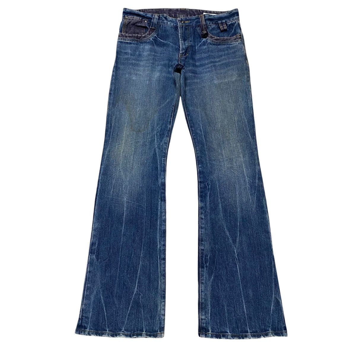 semanticdesign Semantic Design Tri-Zip Distressed Bootcut Flare