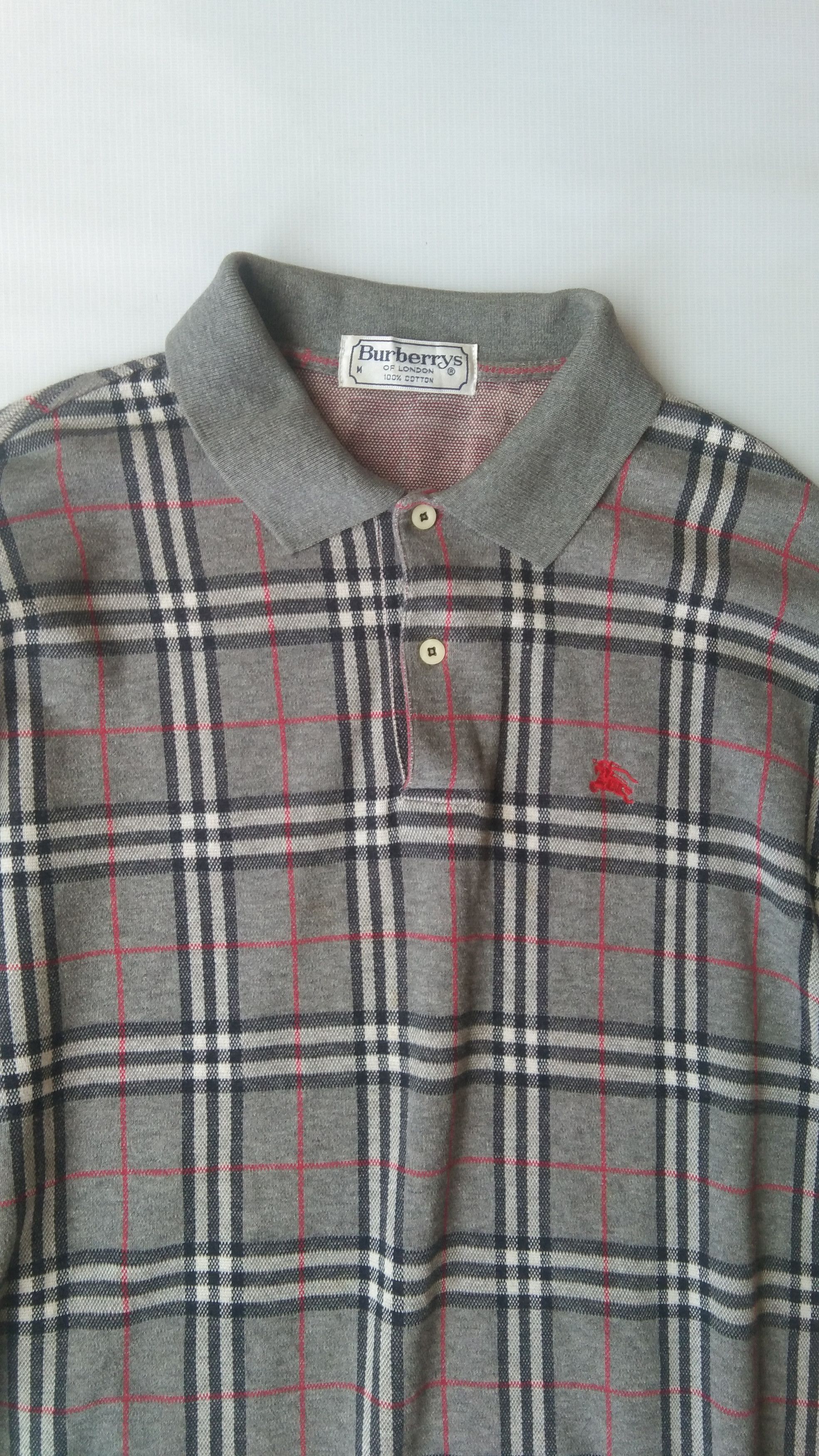 Burberry × Vintage Vtg Burberrys nova check grey long poloshirr Size US M / EU 48-50 / 2 - 2 Thumbnail
