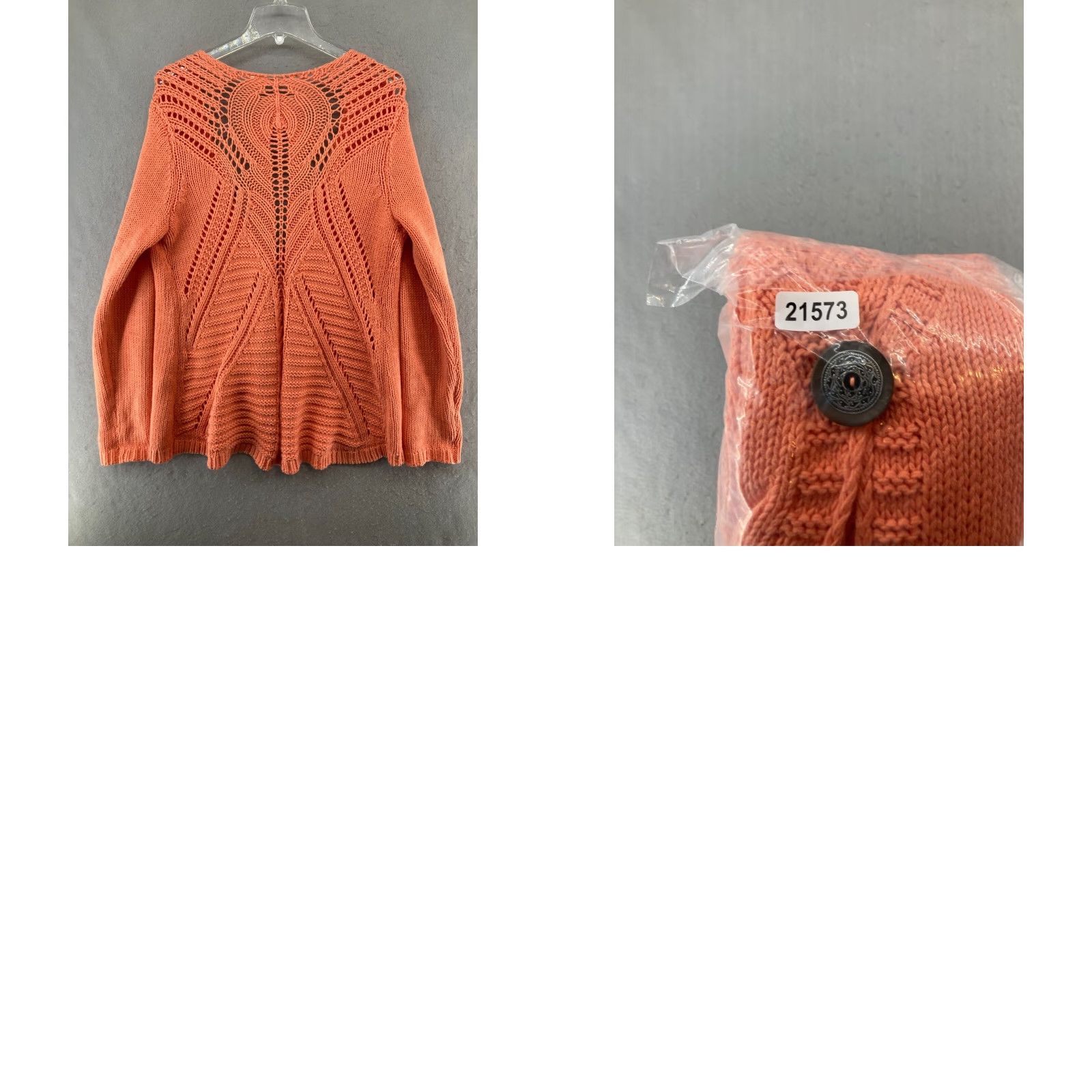 Soft Surroundings Soft Surroundings Cardigan Open-Knit V-Neck Orange Womens M Knit Sweater (Cotton Blend) Size M / US 6-8 / IT 42-44 - 8 Thumbnail