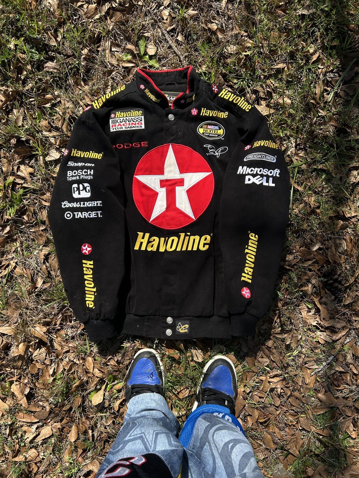 image of Havoline Nascar Vintage Jacket 90's in Black, Men's (Size Medium)