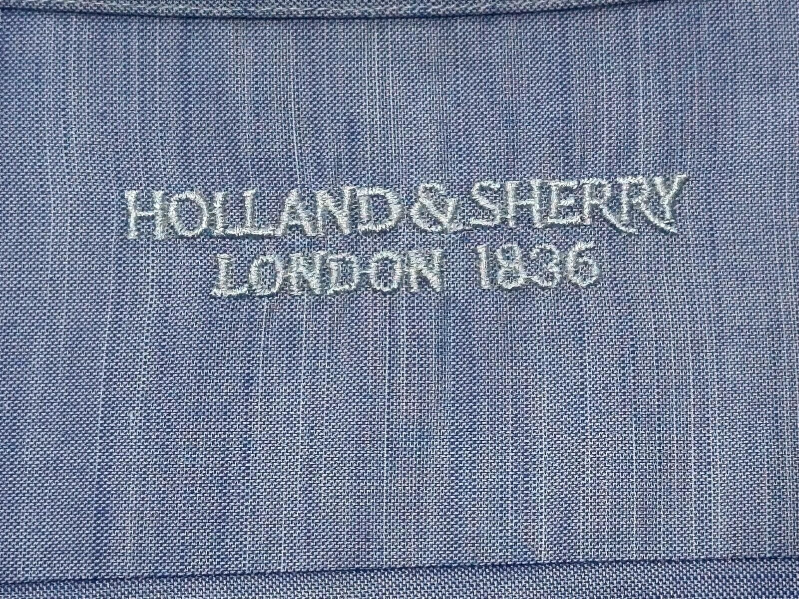 Holland & Sherry Holland Sherry Solid Tailored Oxford Button Up Blue Men XL Size US XL / EU 56 / 4 - 7 Thumbnail