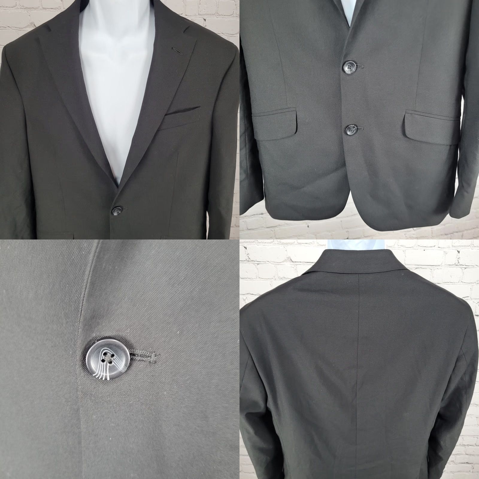 Kenneth Cole Kenneth Cole Reaction Black Stretch 2 Button Vented Blazer Jacket Mens 38R Size 38R - 8 Thumbnail