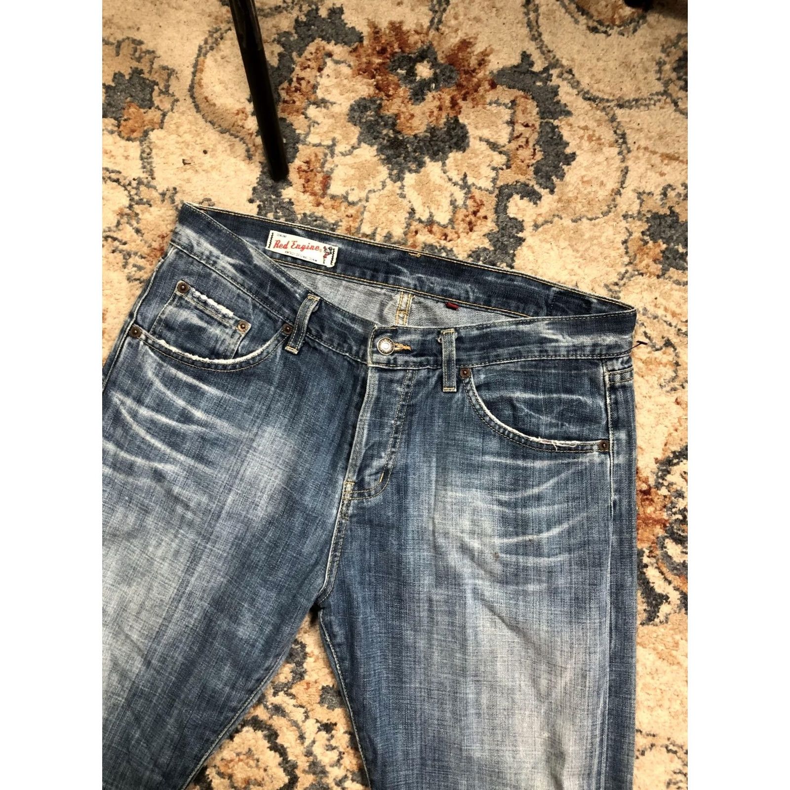 Denime Red Engine Jeans Womens 29 Blue Boyfriend Distressed Relaxed Fit Denim Made USA Size 29" - 5 Thumbnail