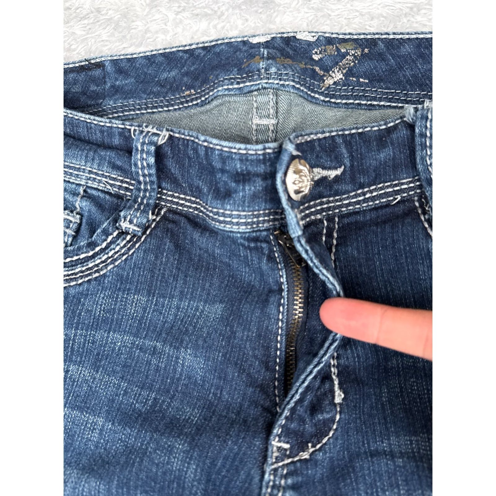 Vintage Seven7 Jeans Women 10 Blue Denim Straight Leg Low Rise Distressed 32x31 Size 32" / US 10 / IT 46 - 5 Thumbnail