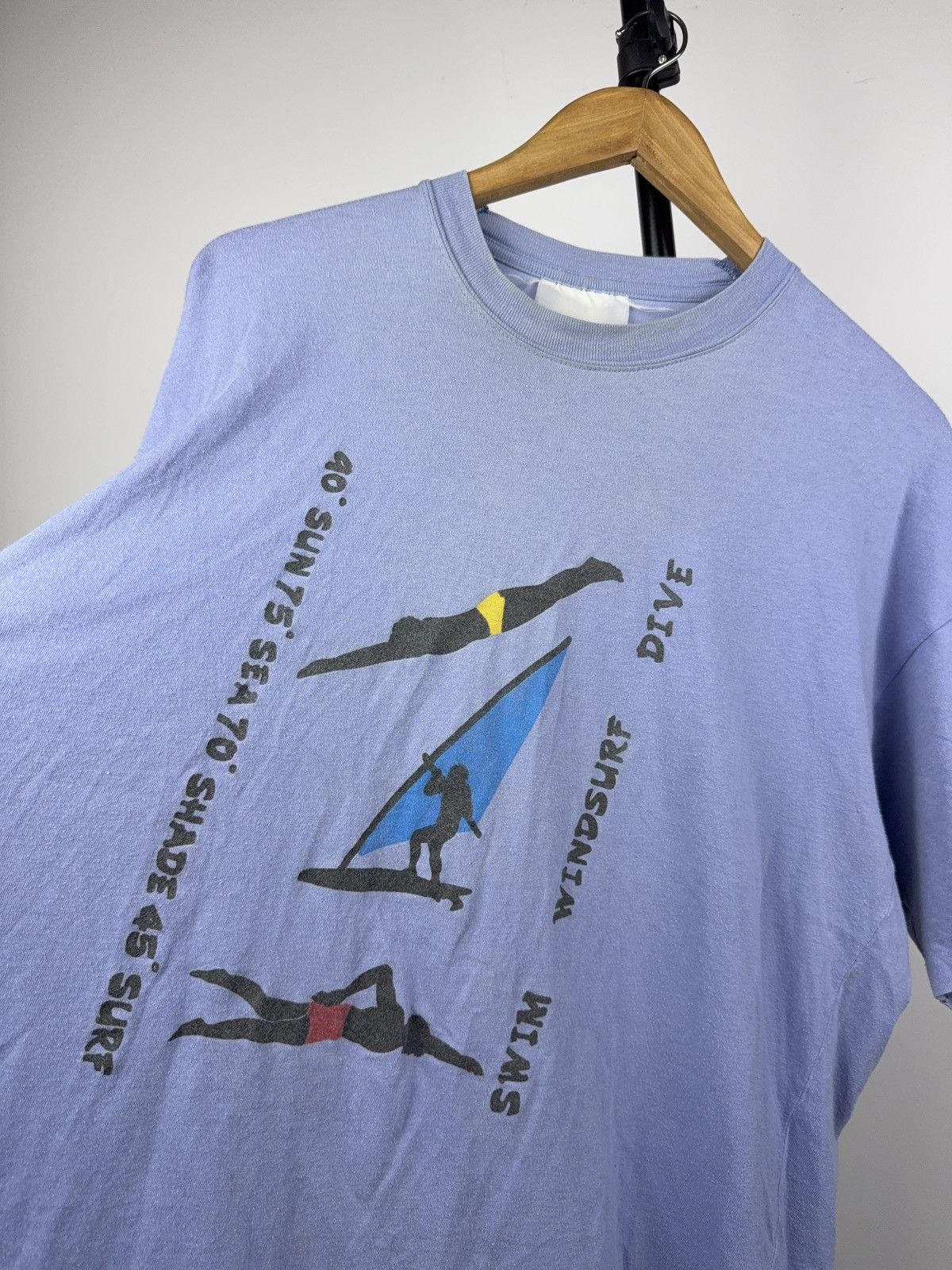 Vintage 90s Windsurf Swim Dive Graphic Tee Vintage Blue Summer Size US L / EU 52-54 / 3 - 5 Thumbnail