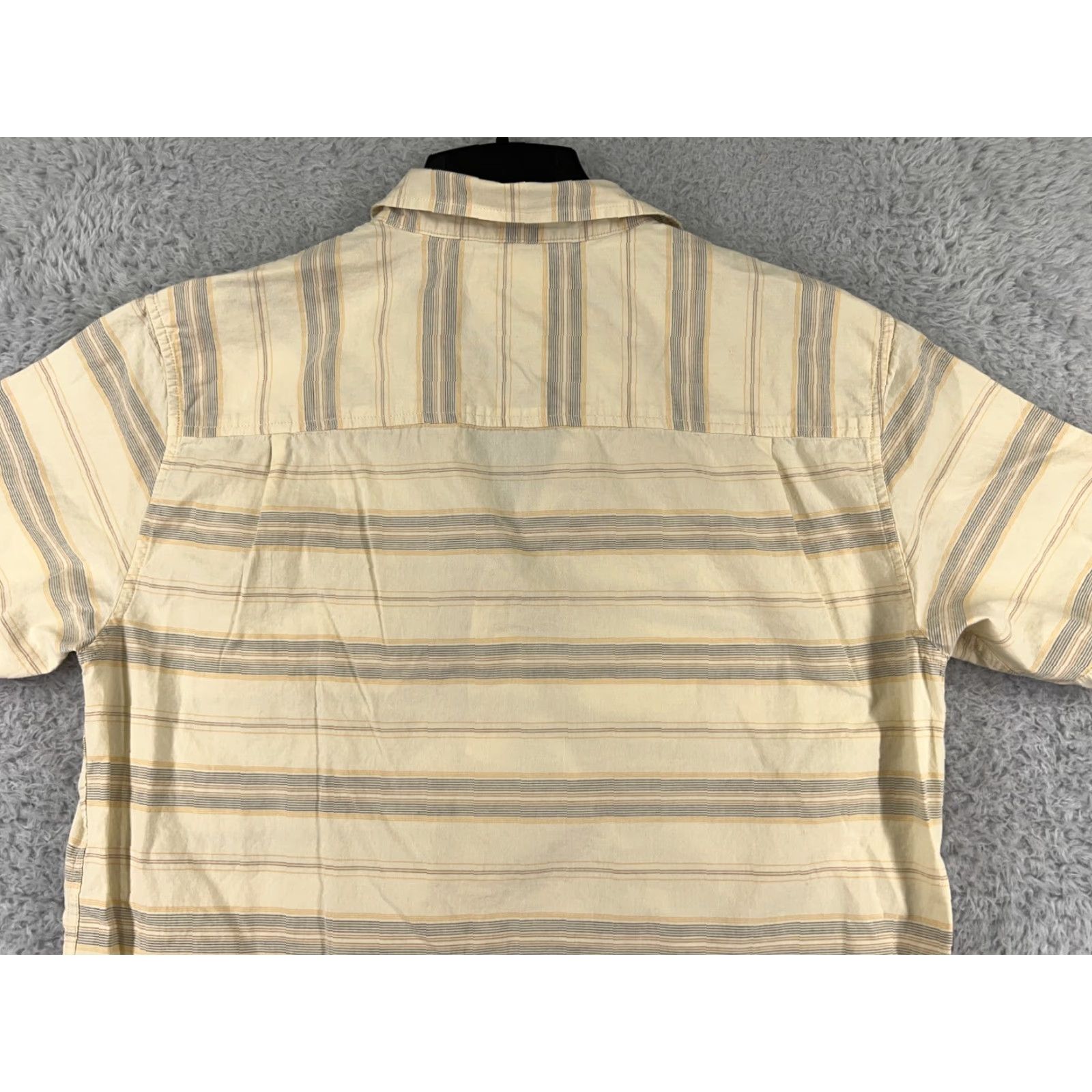 REEF Reef Shirt Mens Large Yellow Gray Striped Button Up 100% Cotton Beach Surf Size US L / EU 52-54 / 3 - 7 Thumbnail