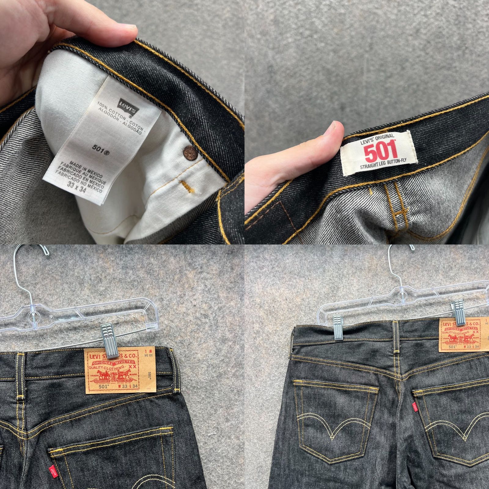 Levi's Levi's 501 Jeans Mens 33x34 Denim Button Fly Black Cotton Indigo Regular Straight Vintage Jeans Mens Size US 33 - 8 Thumbnail