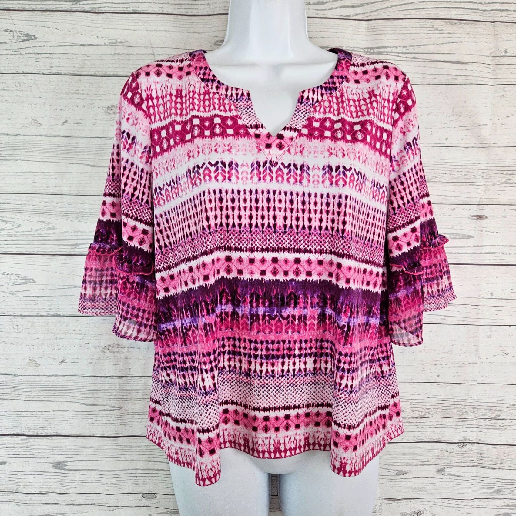 Vintage Susan Graver Blouse Womens Top Medium Pink Purple Half Sleeves Shirt Adult M Pink Size M / US 6-8 / IT 42-44 - 2 Thumbnail