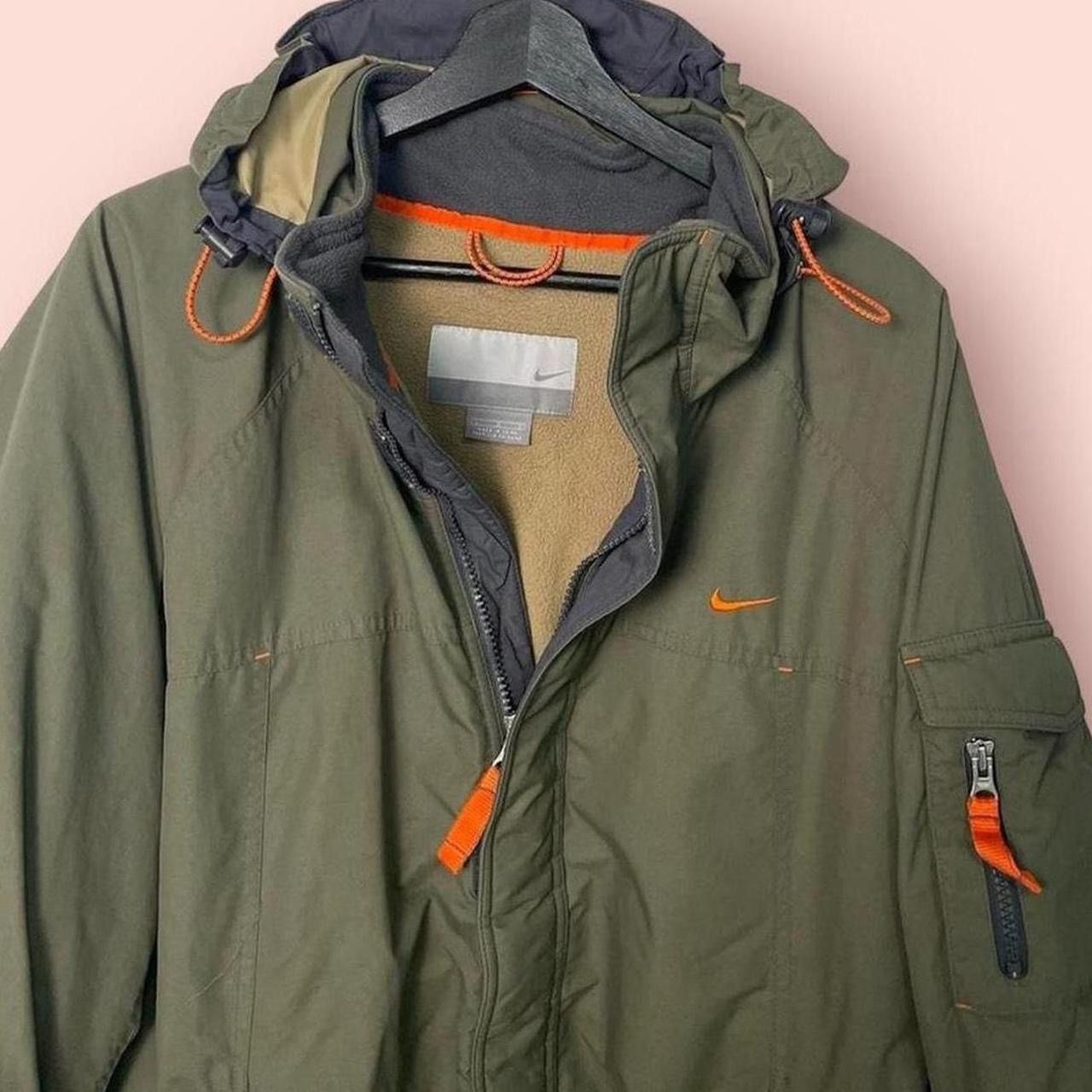 Nike Vintage 00’s Nike Olive Green Tactical Cargo Down Parka! Size US L / EU 52-54 / 3 - 2 Thumbnail