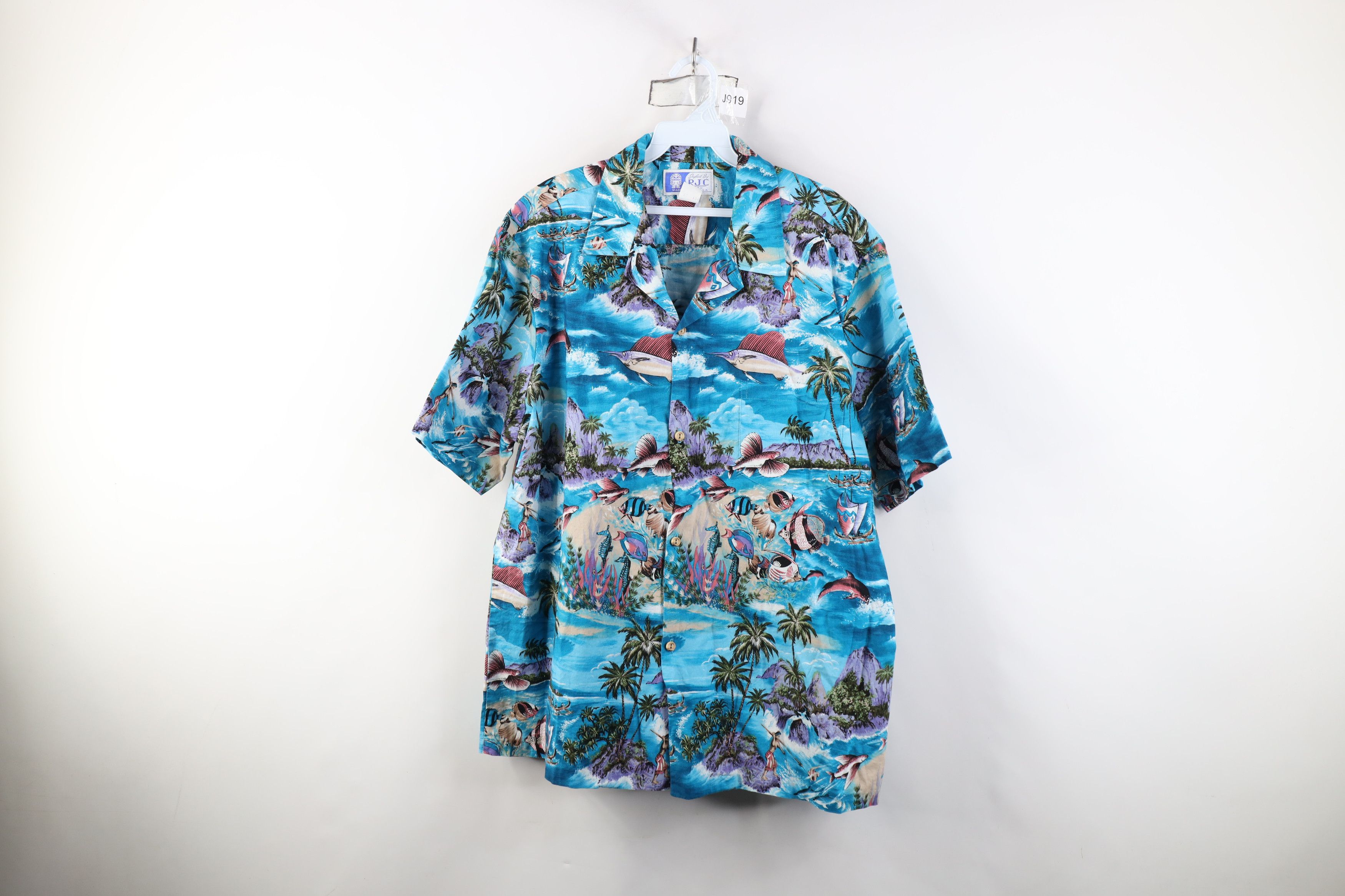 Vintage Vintage 90s Hawaiian Fish All Over Print Camp Collar Shirt Size US XL / EU 56 / 4 - 1 Thumbnail