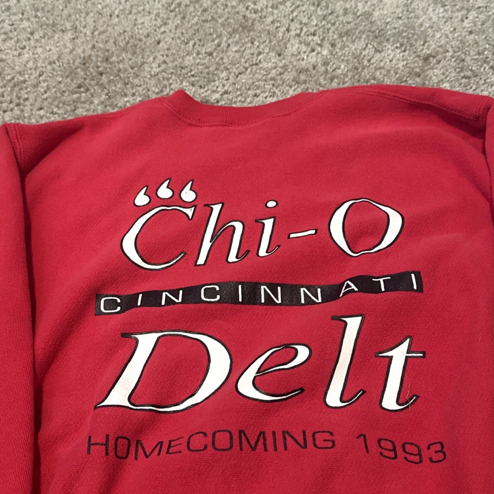 Lee VTG 1993 Chi Omega Sorority University Cincinnati Crewneck Sweatshirt XL Red Pullover Unisex Adults Sweatshirt Size XL / US 12-14 / IT 48-50 - 4 Thumbnail