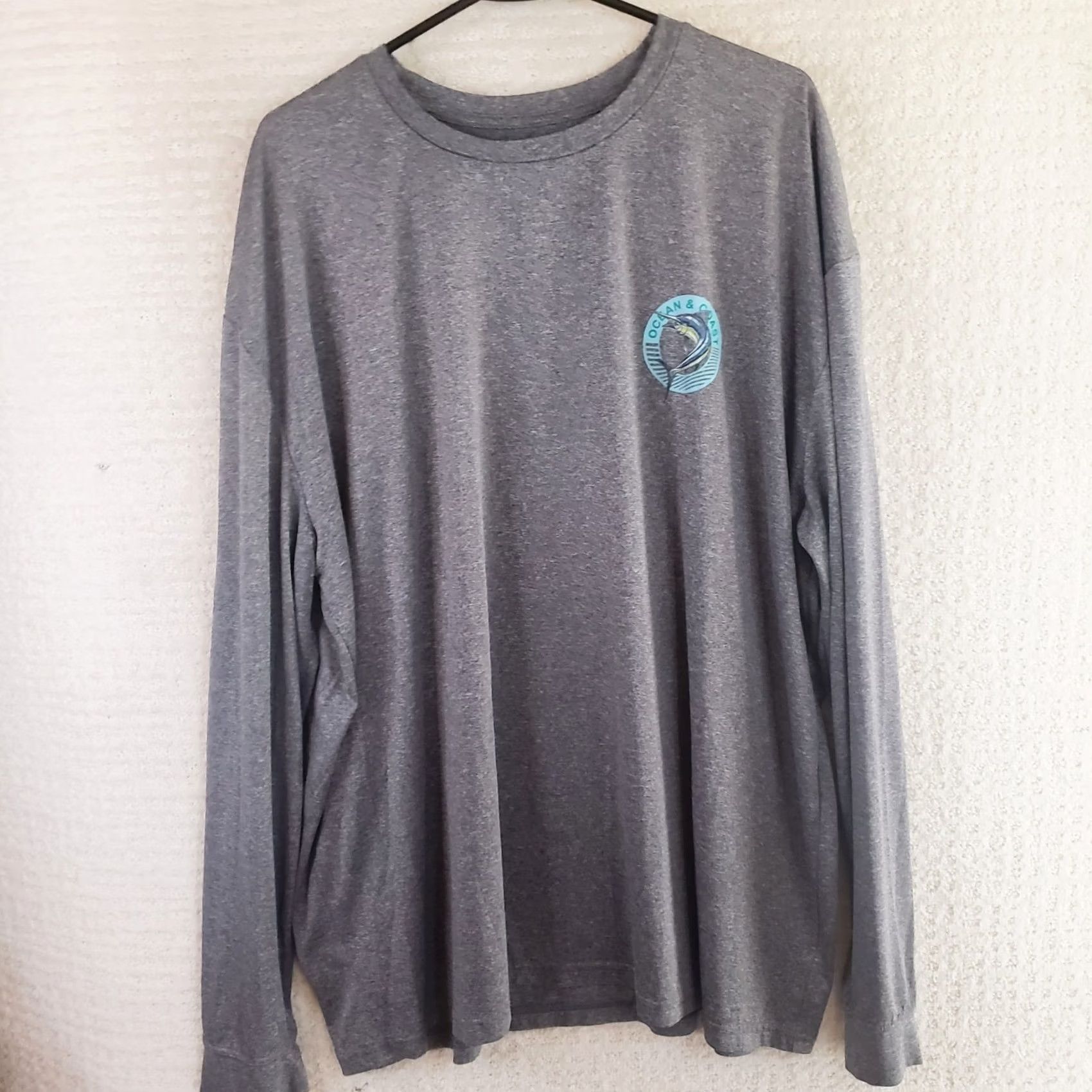 Vintage Ocean Coast Mens Long Sleeve T-Shirt Sun Block UPF 50 Gray 2XL Raglan Crew Neck Solid Casual Fishing Outdoor Sports Nationwide Size US XXL / EU 58 / 5 - 6 Thumbnail