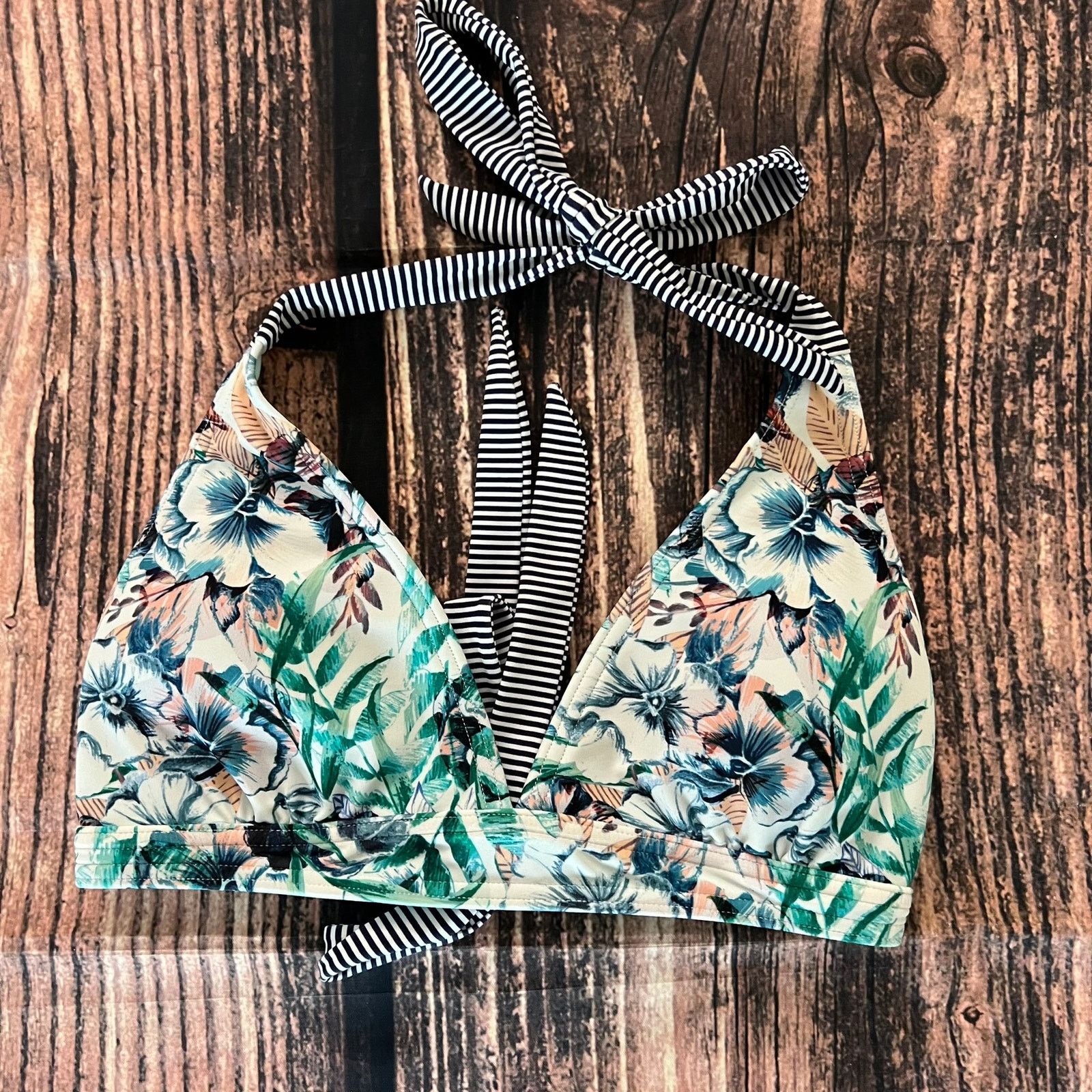 Prana prAna Women's Halter Bikini Top Small Floral Swimwear Size S / US 4 / IT 40 - 2 Thumbnail