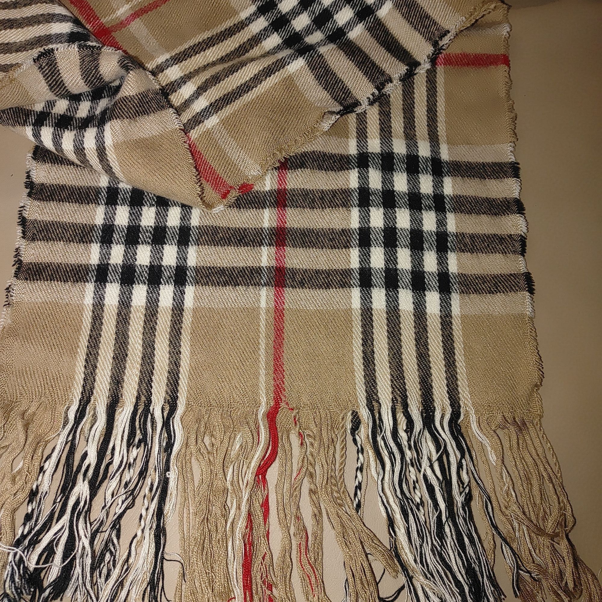 Other Nova Check Beige Plaid Scarf Wrap Blend Fringe 60 by 12 Clas Size ONE SIZE - 8 Thumbnail