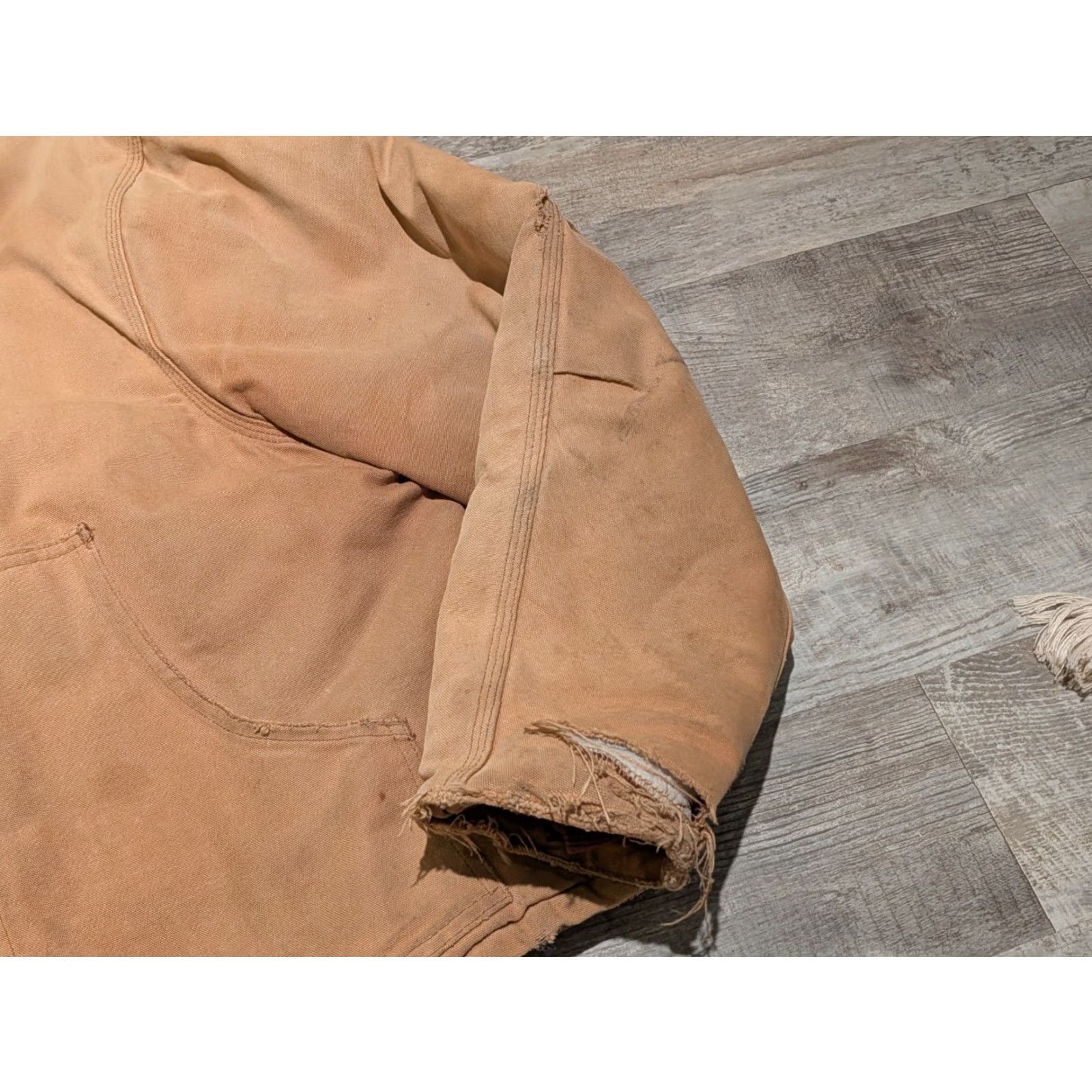 Carhartt VINTAGE Carhartt J02 Detroit Canvas Workwear Jacket XL/2XL Brown 90s USA Embroidered Logo Full Zip Pockets Corduroy Collar Quilt Lined Mid-Length Men Size US XL / EU 56 / 4 - 4 Thumbnail