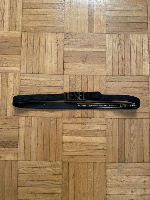 diesel logo lettering leather belt