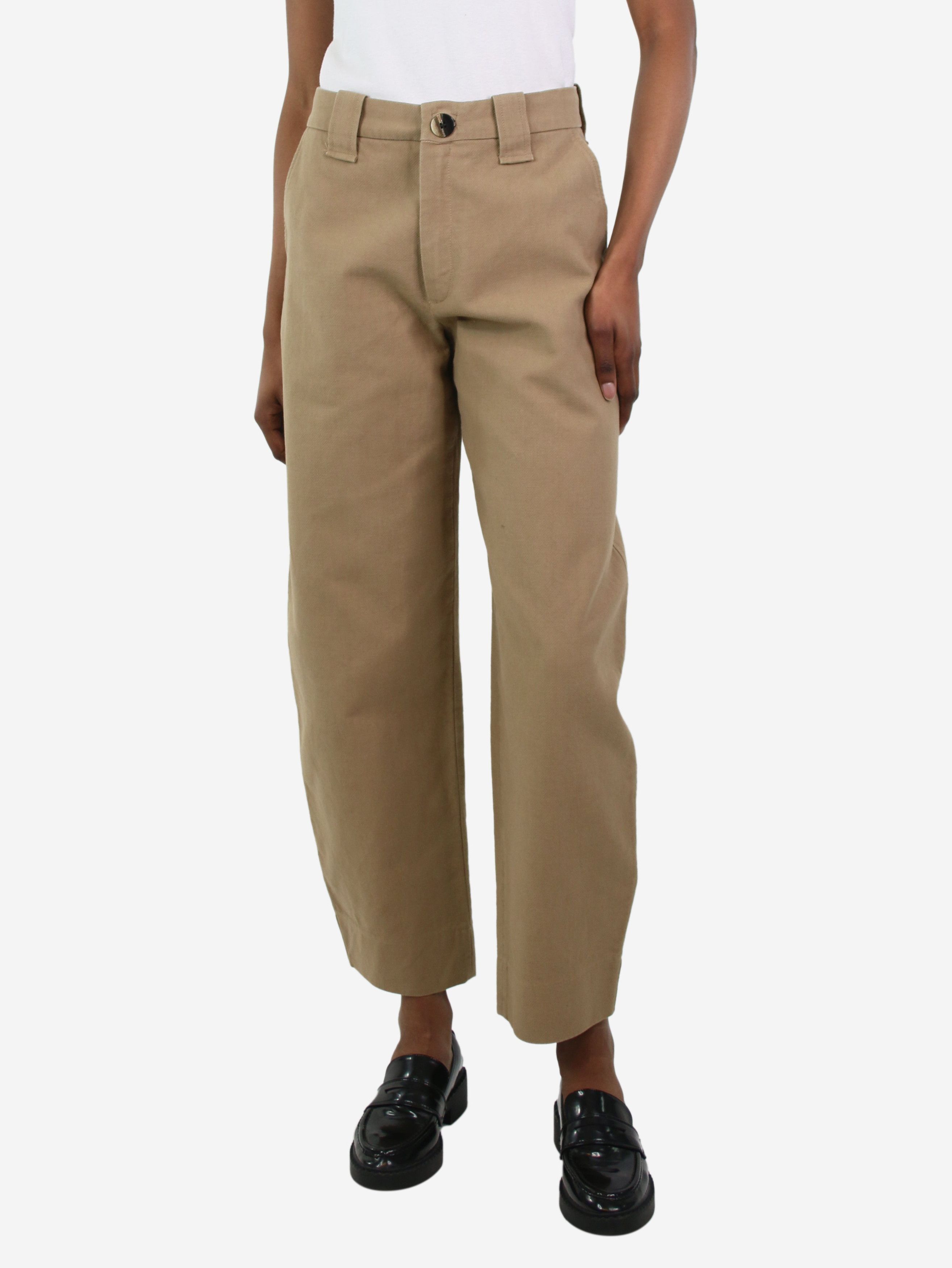 image of Ganni Neutral Wide-Leg Trousers - Size Eu 34, Women's