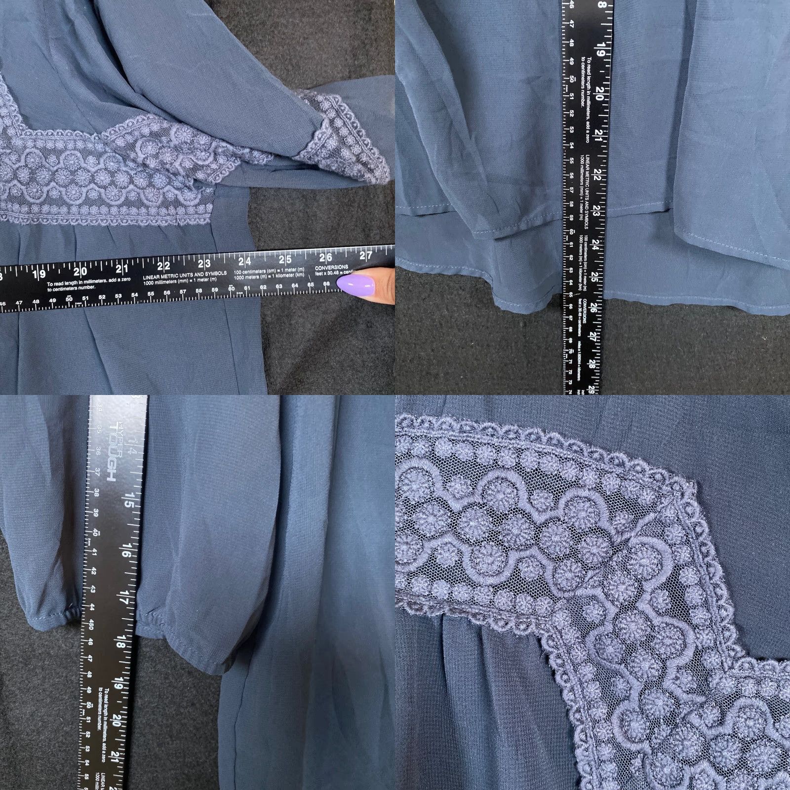 Lauren Conrad Lauren Conrad Blouse Blue V-Neck 3/4 Sleeve Sheer Tunic Polyester XL Womens Size XL / US 12-14 / IT 48-50 - 8 Thumbnail