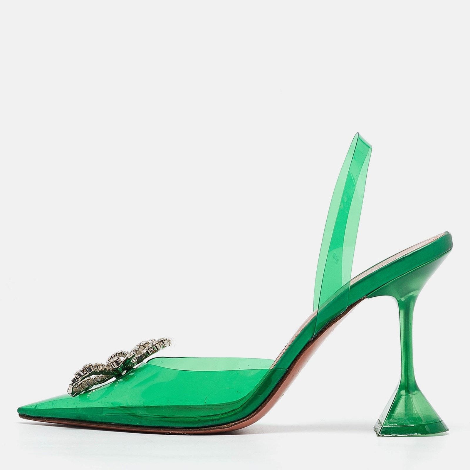 Amina Muaddi Amina Muaddi 95 Begum Glass PVC Green Clear Sling Size US 6.5 / IT 36.5 - 11 Thumbnail