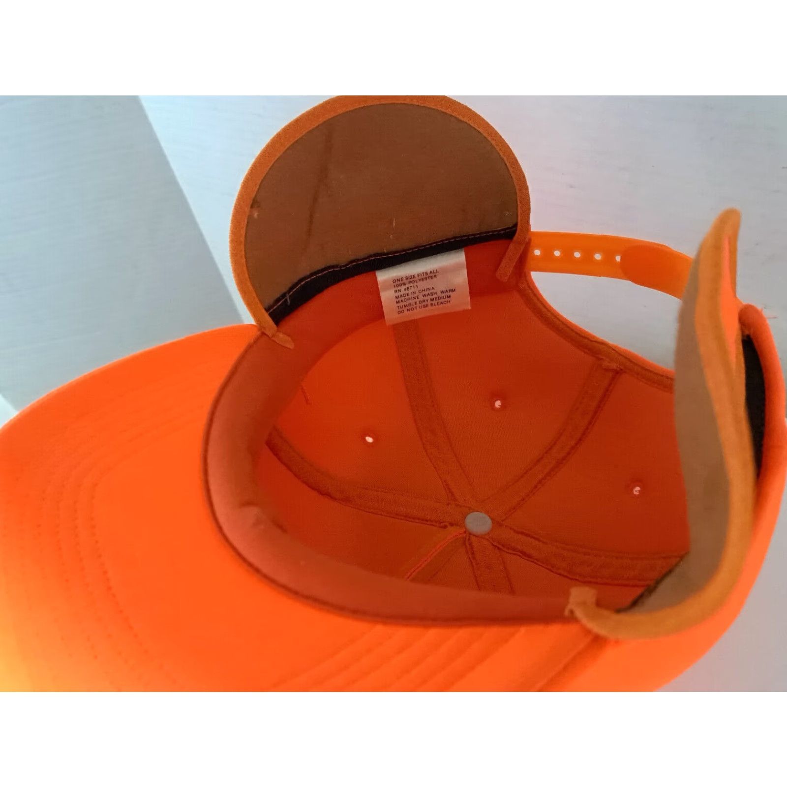 Vintage VINTAGE Orange Safety Hat Baseball Cap with Ear Flaps Adjustable One Size Hunting Unisex Adults Boys Girls Mens Womens Size ONE SIZE - 4 Thumbnail