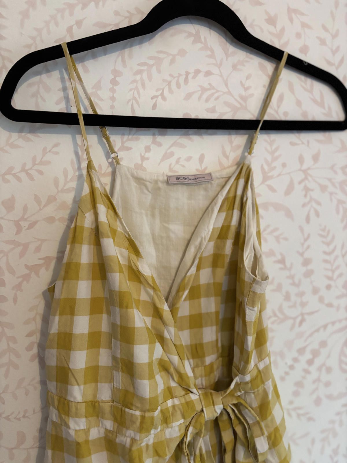 BCBGeneration BCBG Yellow and White Gingham Wrap Mini Dress Size XS / US 0-2 / IT 36-38 - 4 Thumbnail