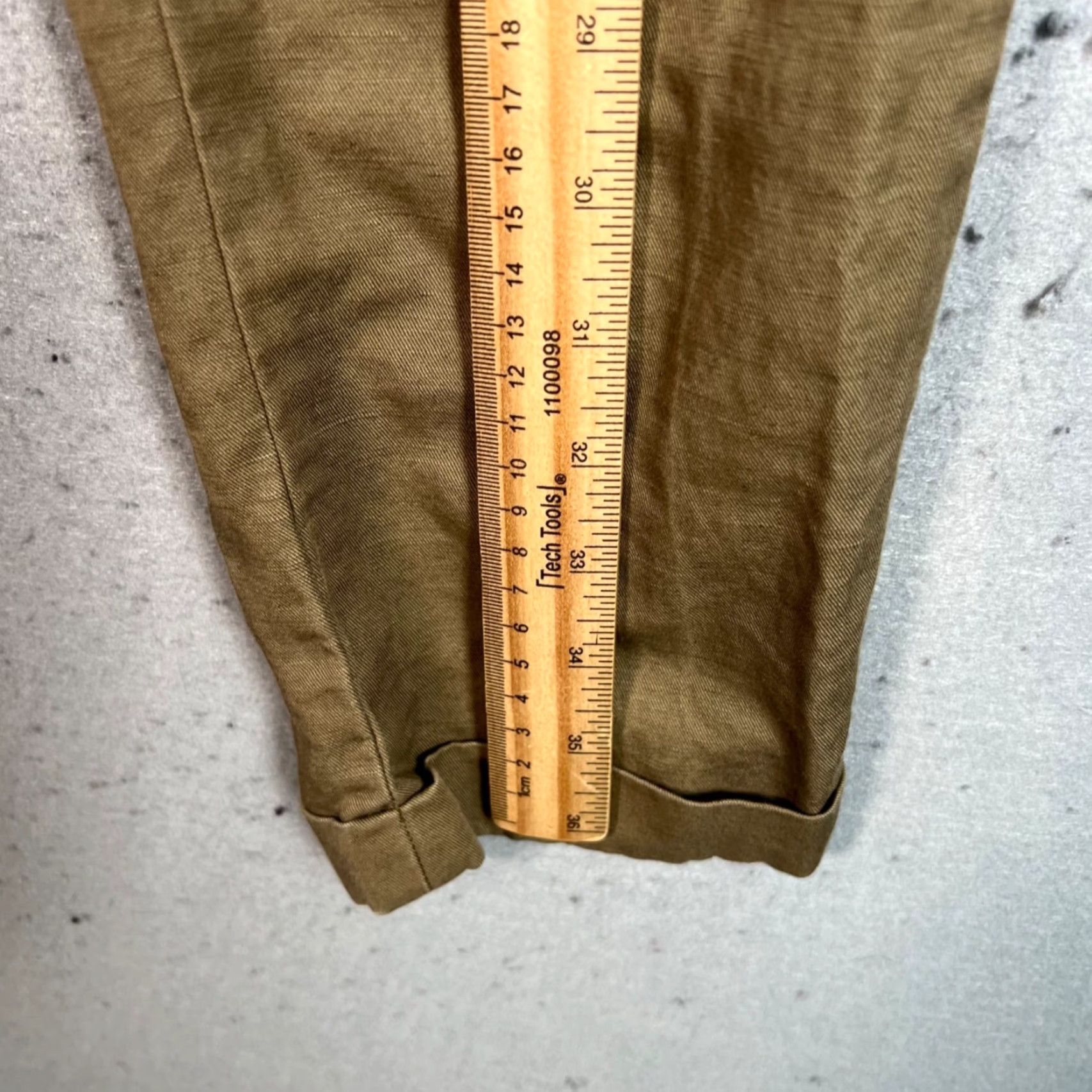 Allsaints AllSaints Mens Size 28 Pleated Tapered Tan Cotton/Linen Blend Chino Pants Size US 28 / EU 44 - 6 Thumbnail