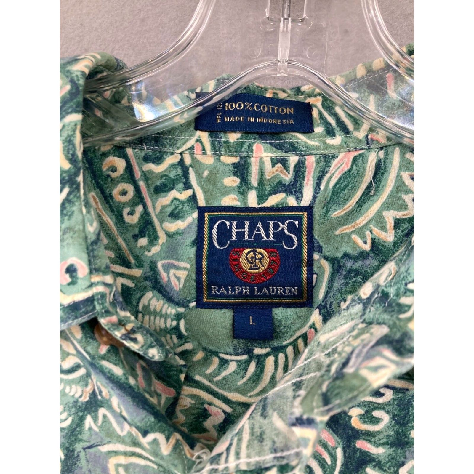 Chaps VINTAGE Chaps Ralph Lauren Green Hawaiian Fish Button-Up Shirt Large Mens Size US L / EU 52-54 / 3 - 5 Thumbnail