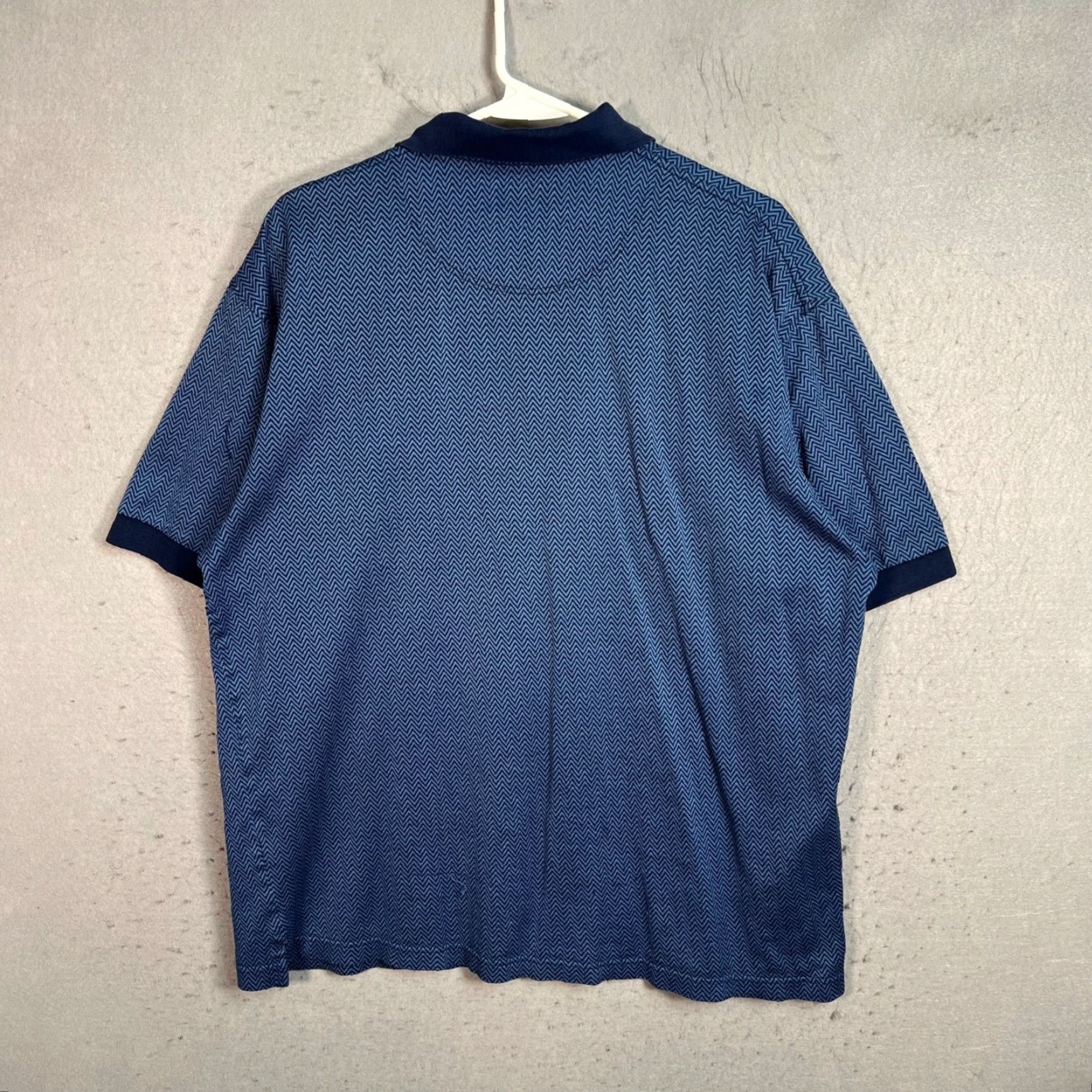 Vintage Paul Fredrick Mens Large Blue Chevron Polo Shirt 100% Cotton Short Sleeve Polo Shirt Blue Mens Large 100% Cotton Golf Casual Summer Spring Size US L / EU 52-54 / 3 - 2 Thumbnail