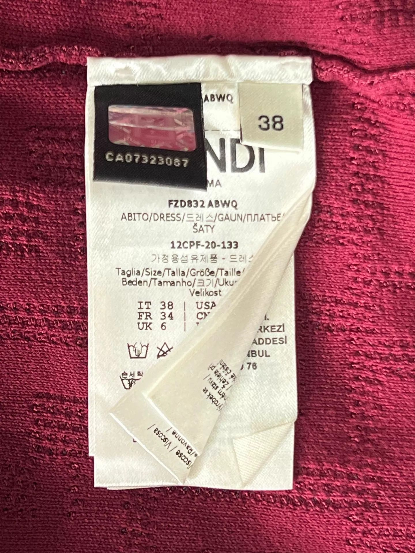 Fendi Fendi FF Print Knit Dress Burgundy Short Sleeve Slim 38 Size XS / US 0-2 / IT 36-38 - 7 Thumbnail