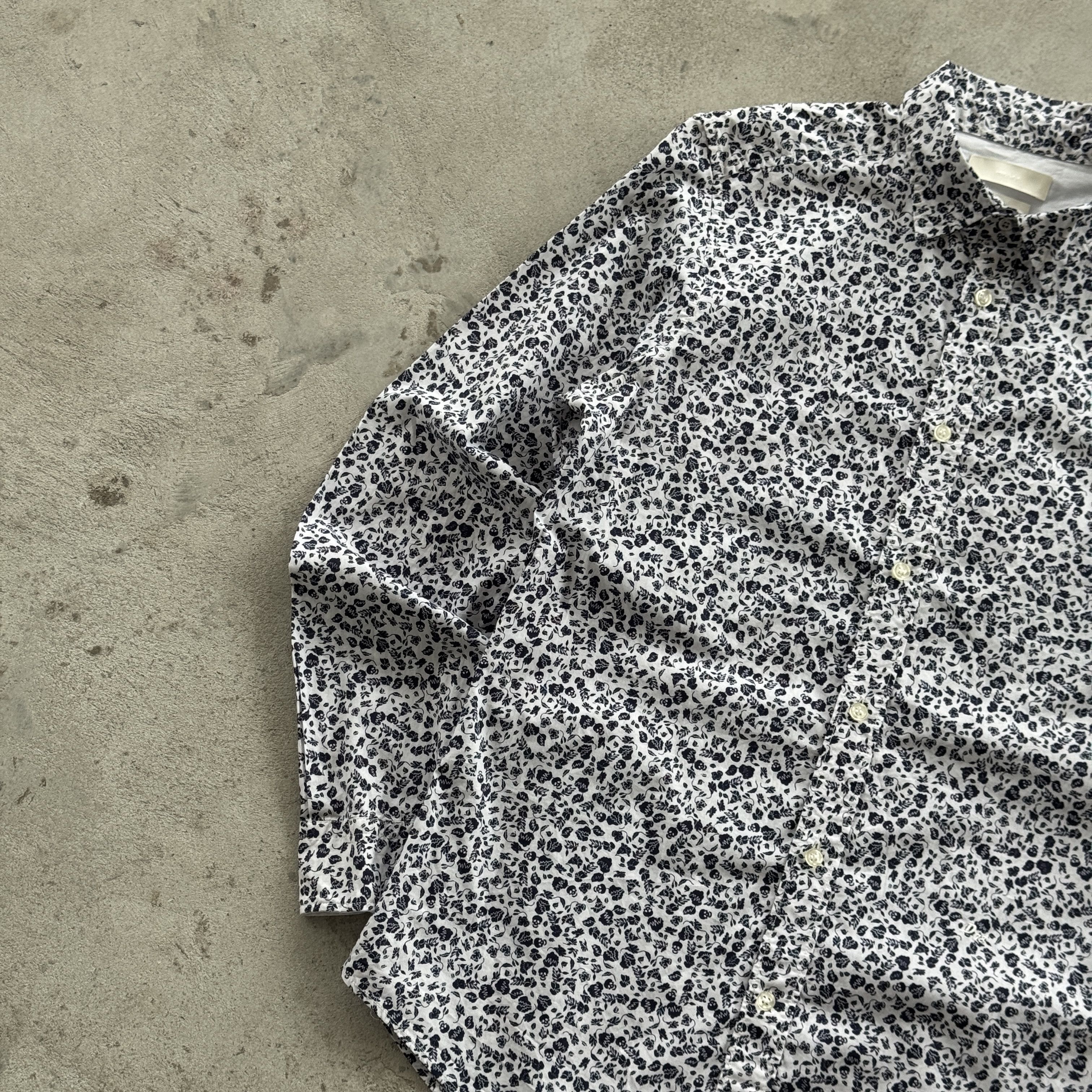 Diesel Diesel Slim Fit Shirt Skull Floral Pattern White Blue Size US M / EU 48-50 / 2 - 3 Thumbnail