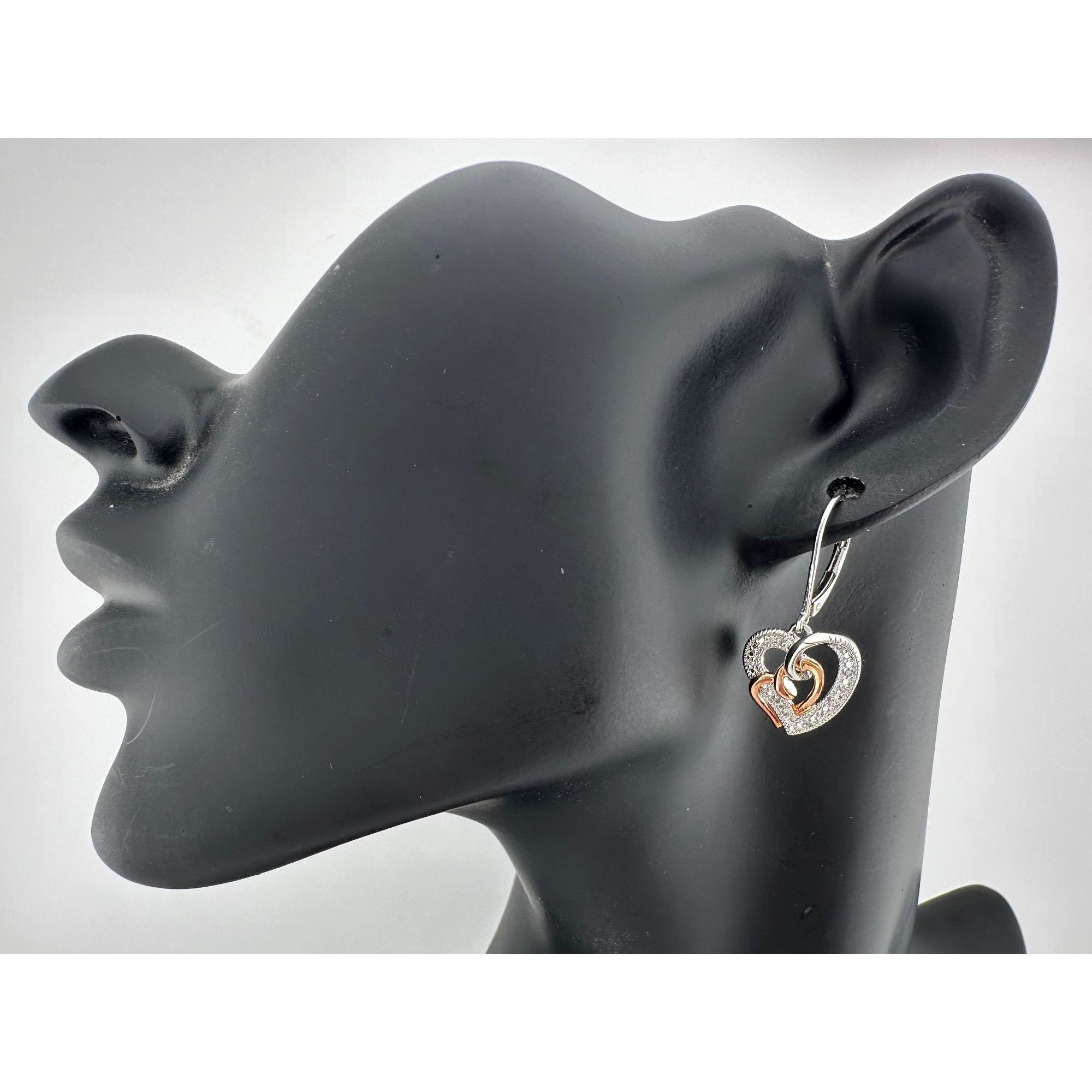 Other Two Tone Interlocking Hearts Diamond Accent Earrings Size ONE SIZE - 2 Thumbnail