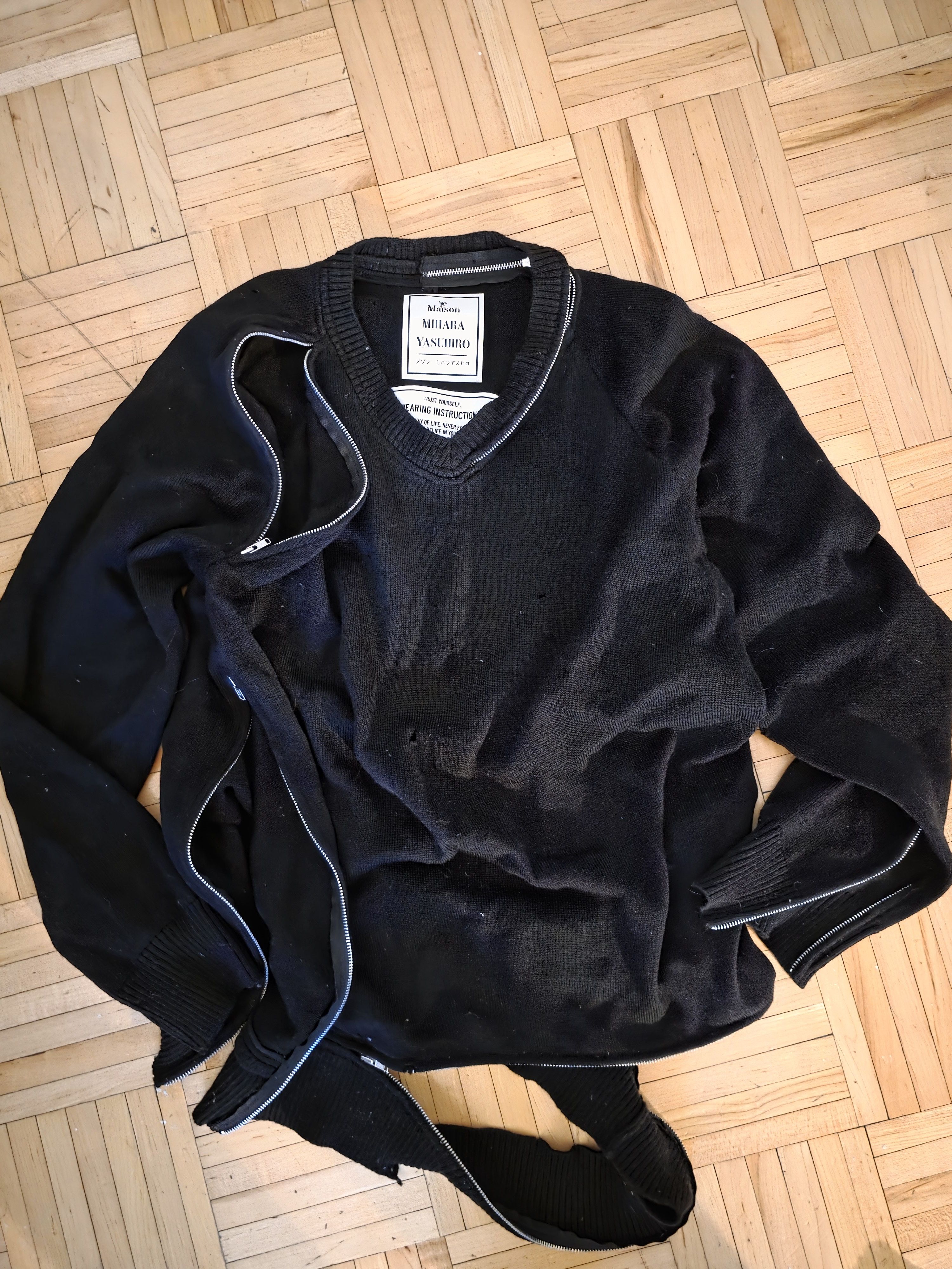 Maison MIHARA YASUHIRO Allover zip sweater black wool ch 44 Size US S / EU 44-46 / 1 - 2 Thumbnail
