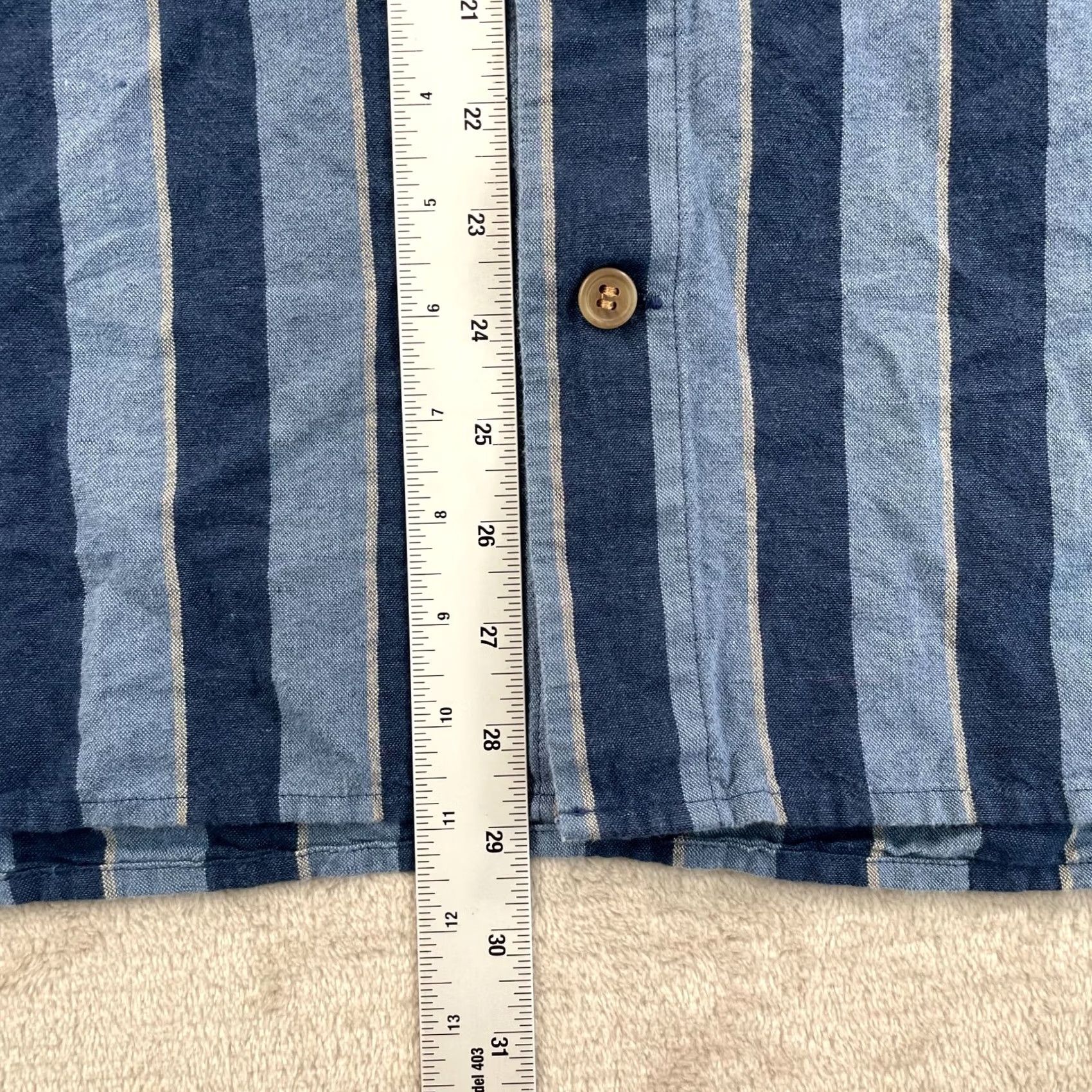Banana Republic BANANA REPUBLIC Camp Shirt Men XL Blue Striped Linen Blend Loop Collar Vacation Shirt Size US XL / EU 56 / 4 - 6 Thumbnail