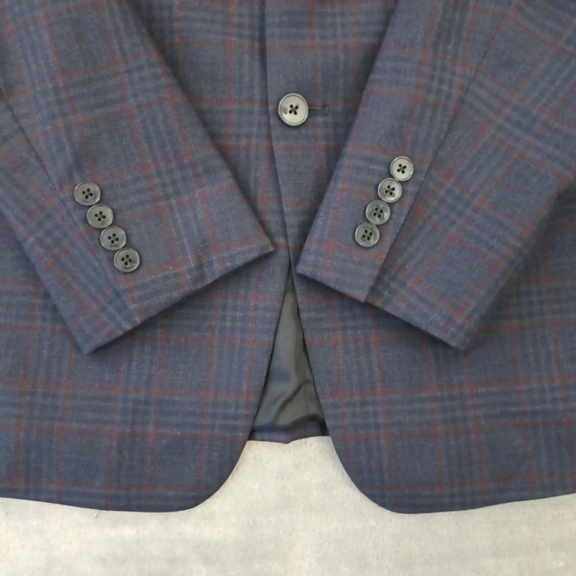 Calvin Klein Calvin Klein Blazer Mens Blue Plaid Extreme Slim Fit Double Vent Wool 40 Long Size 40R - 4 Thumbnail
