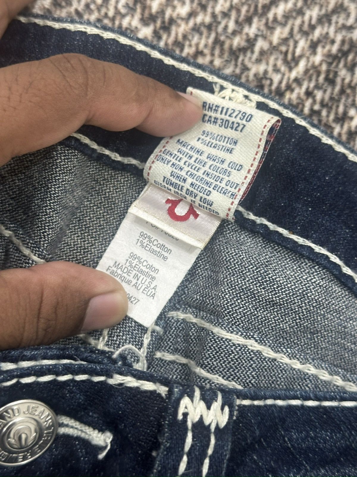 True Religion × Vintage Bootcut True Religion White Stich On Black Size US 33 - 12 Thumbnail