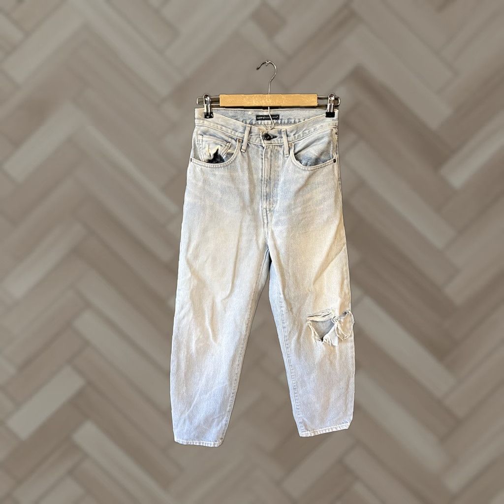 Levi's Levi's Made & Crafted Barrel Crop Jeans Womens 24 High Rise Distressed Cropped Blue 80s 90s USA Western Size 42" / US 20 - 1 Thumbnail
