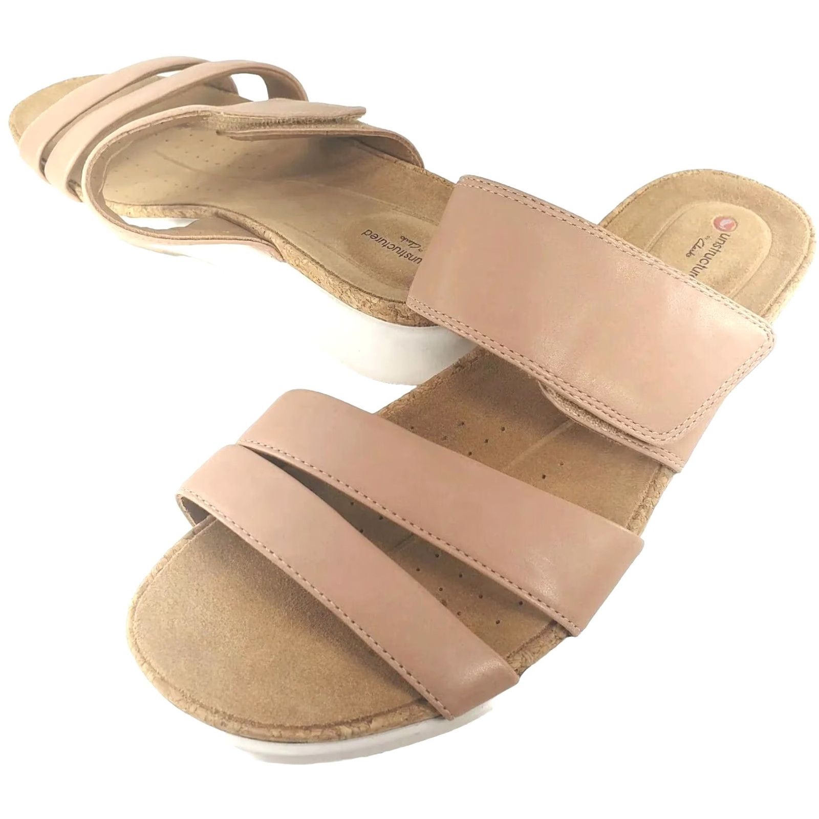 Clarks Clarks Unstructured Women's Slide Sandal Size 10 Pink Flesh Leather Wedge Slip On Shoes - Like New Pre-owned Mens? Womens? Size US 10 / IT 40 - 2 Thumbnail