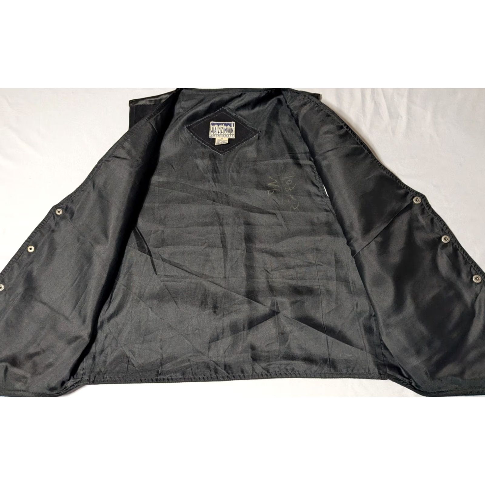 Vintage VTG Jazzman Sportswear Oklahoma State Seal Buttons Men Medium Black Leather Vest Size US M / EU 48-50 / 2 - 3 Thumbnail