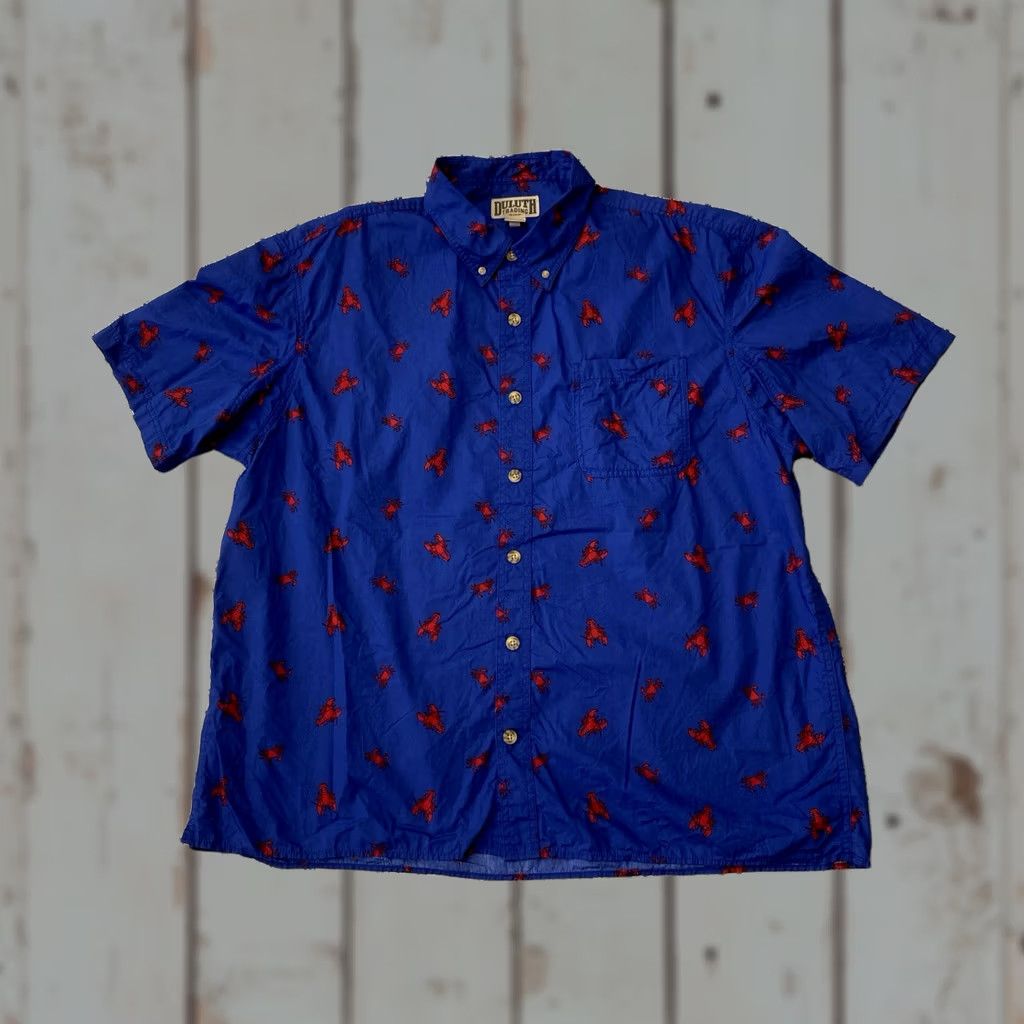 Vintage Duluth Trading Lobster Crab Shirt All Over Print Short Sleeve Blue & Red 2XL Men’s Button-Up Casual Everyday Size US XXL / EU 58 / 5 - 1 Thumbnail
