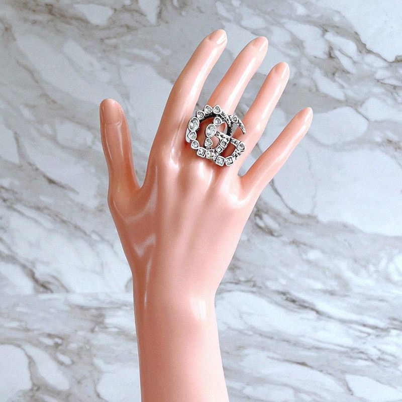 Gucci Gucci Mamont Crystal GG Doubling Ring Size ONE SIZE - 9 Thumbnail