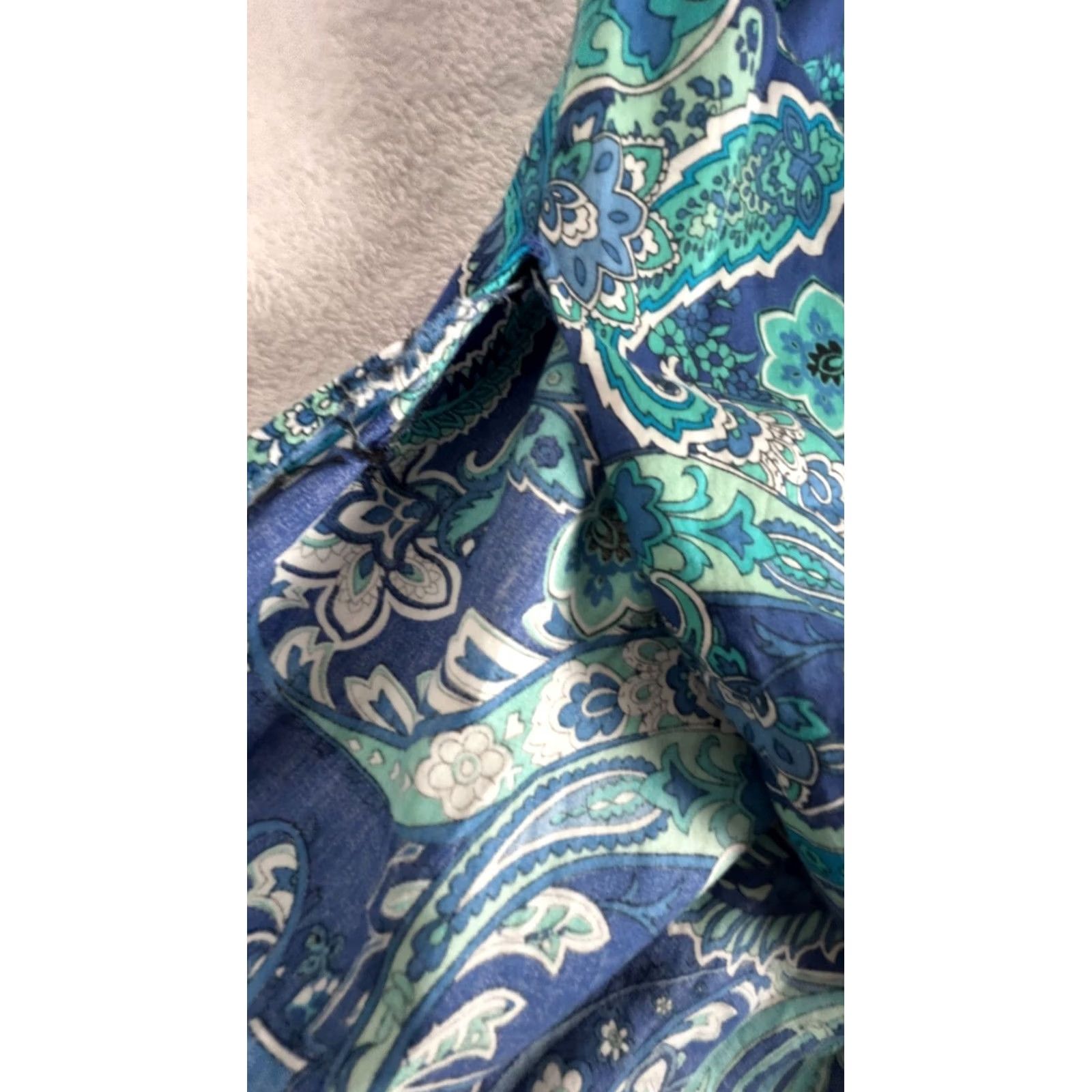 Ralph Lauren Lauren Ralph Shirt Womens 1X Blue Paisley Button Cotton Sleeves Size XL / US 12-14 / IT 48-50 - 7 Thumbnail