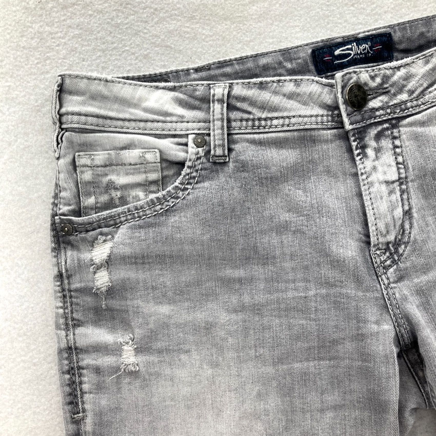 Silver Jeans Co. Silver Jeans Kenni Skinny Ankle Women's 31x27 Gray Stretch Denim Distressed Y2K Jeans Size 24" / US 00 / IT 34 - 4 Thumbnail