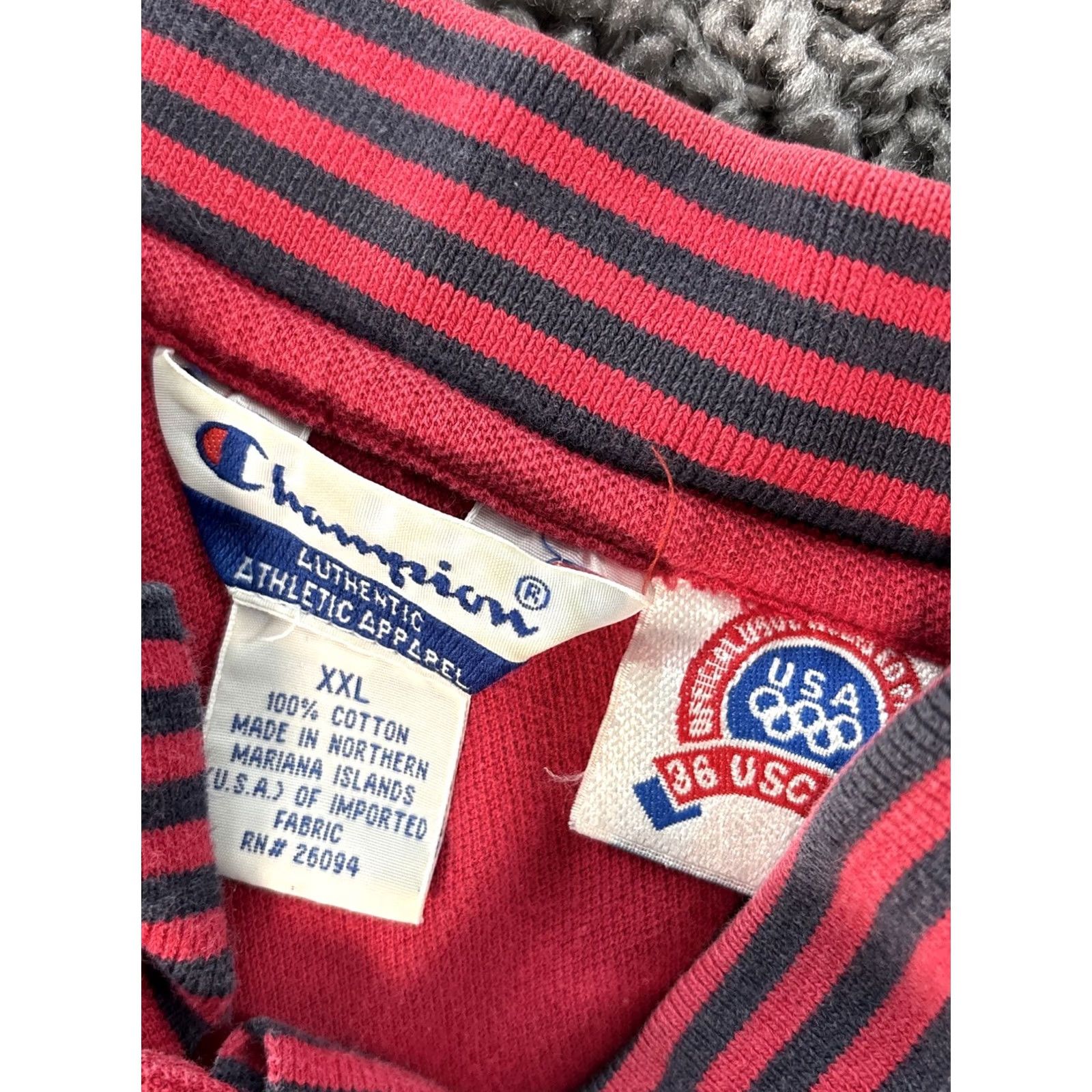 Champion VINTAGE Champion Rugby Shirt Mens 2XL USA Red Blue Striped Atlanta Olympic 1996 Polo Shirt Mens Red USA 1996 Champions Size US XXL / EU 58 / 5 - 5 Thumbnail