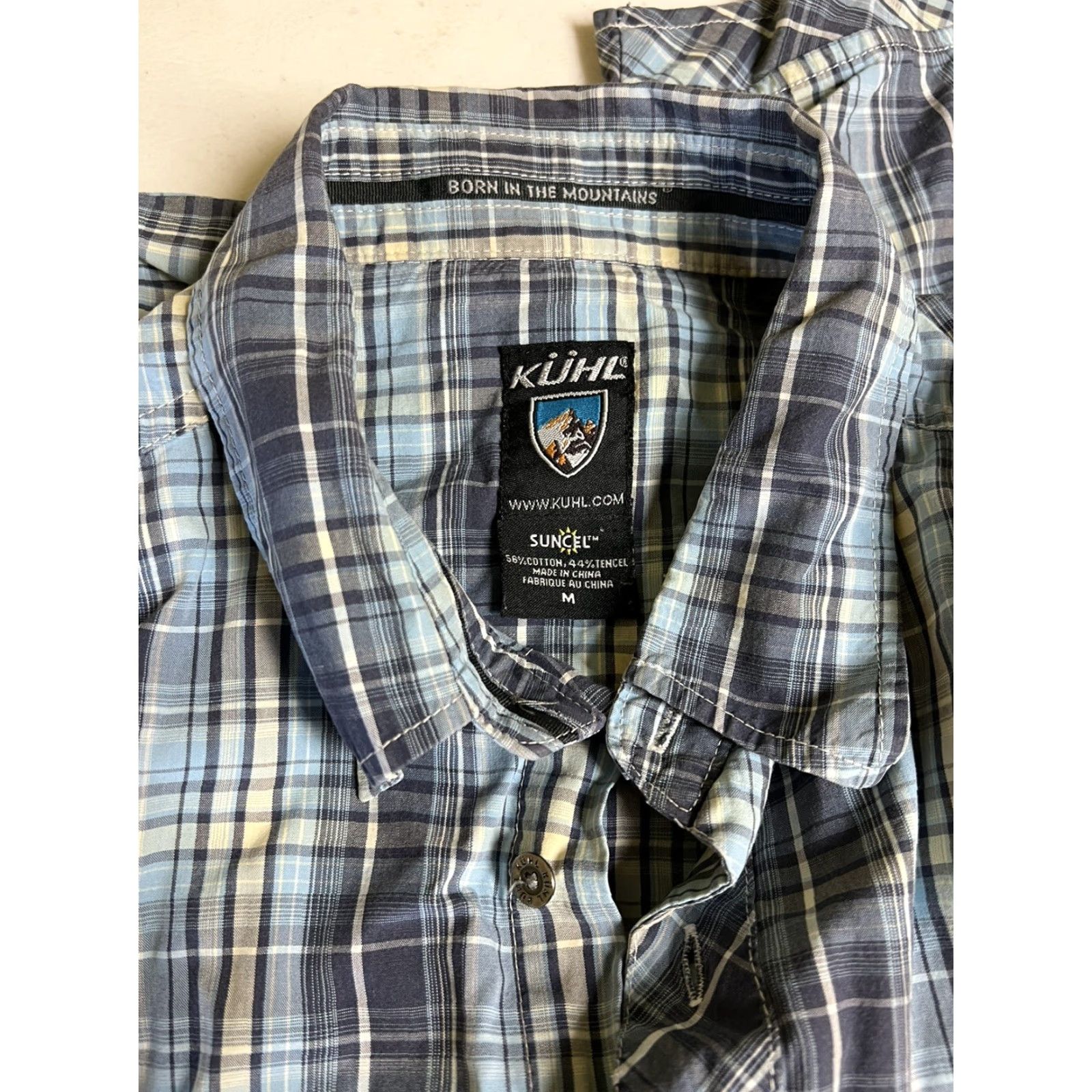 Vintage KUHL SUNCEL MEN'S PLAID BUTTON UP BLUE WHITE SHIRT MEDIUM Size M Casual Shirt Mens Size US M / EU 48-50 / 2 - 3 Thumbnail