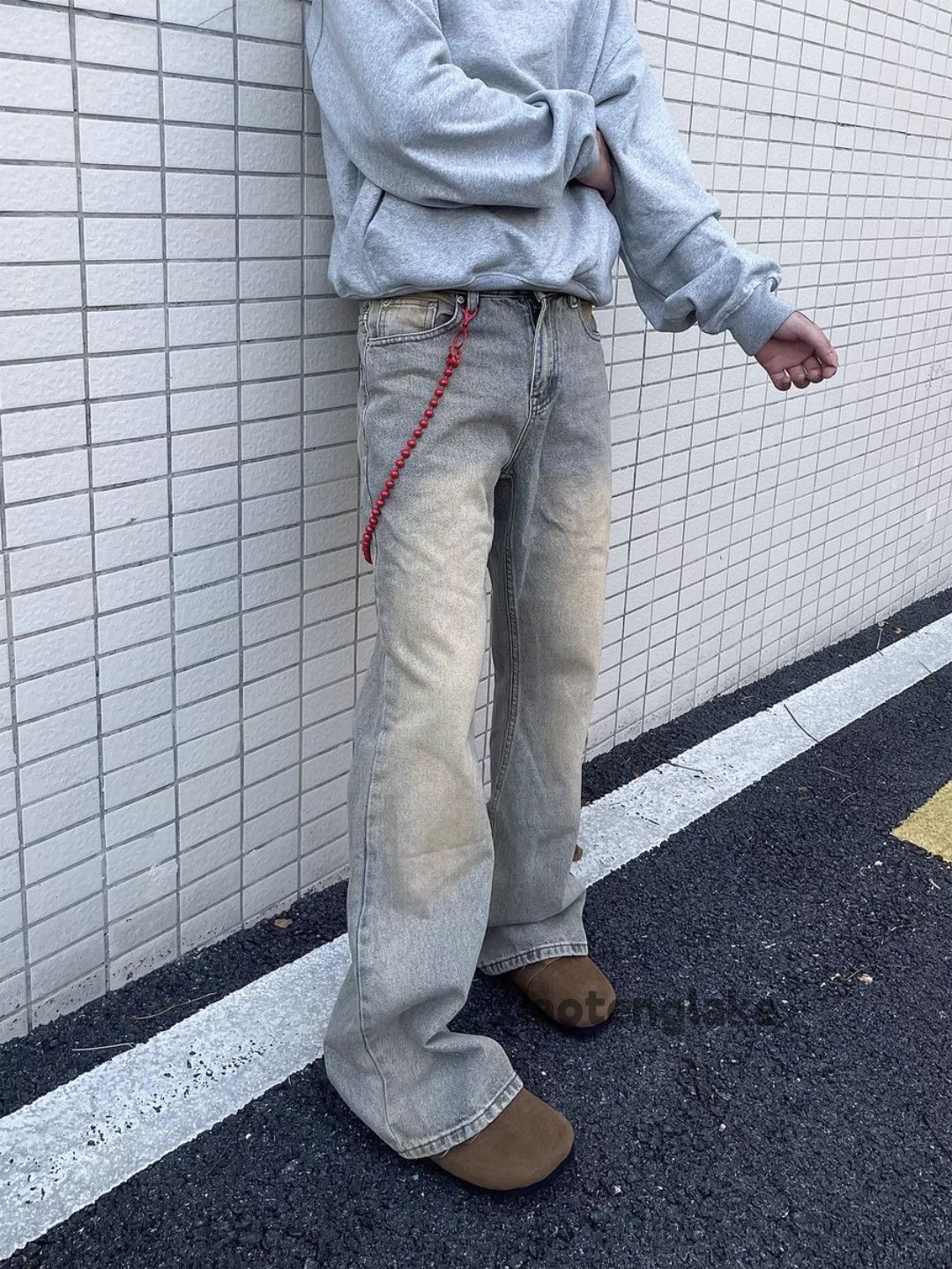 Jean × Vintage Washed faded cleanfit yuppie rusty stain flared jeans Size US 30 / EU 46 - 1 Thumbnail