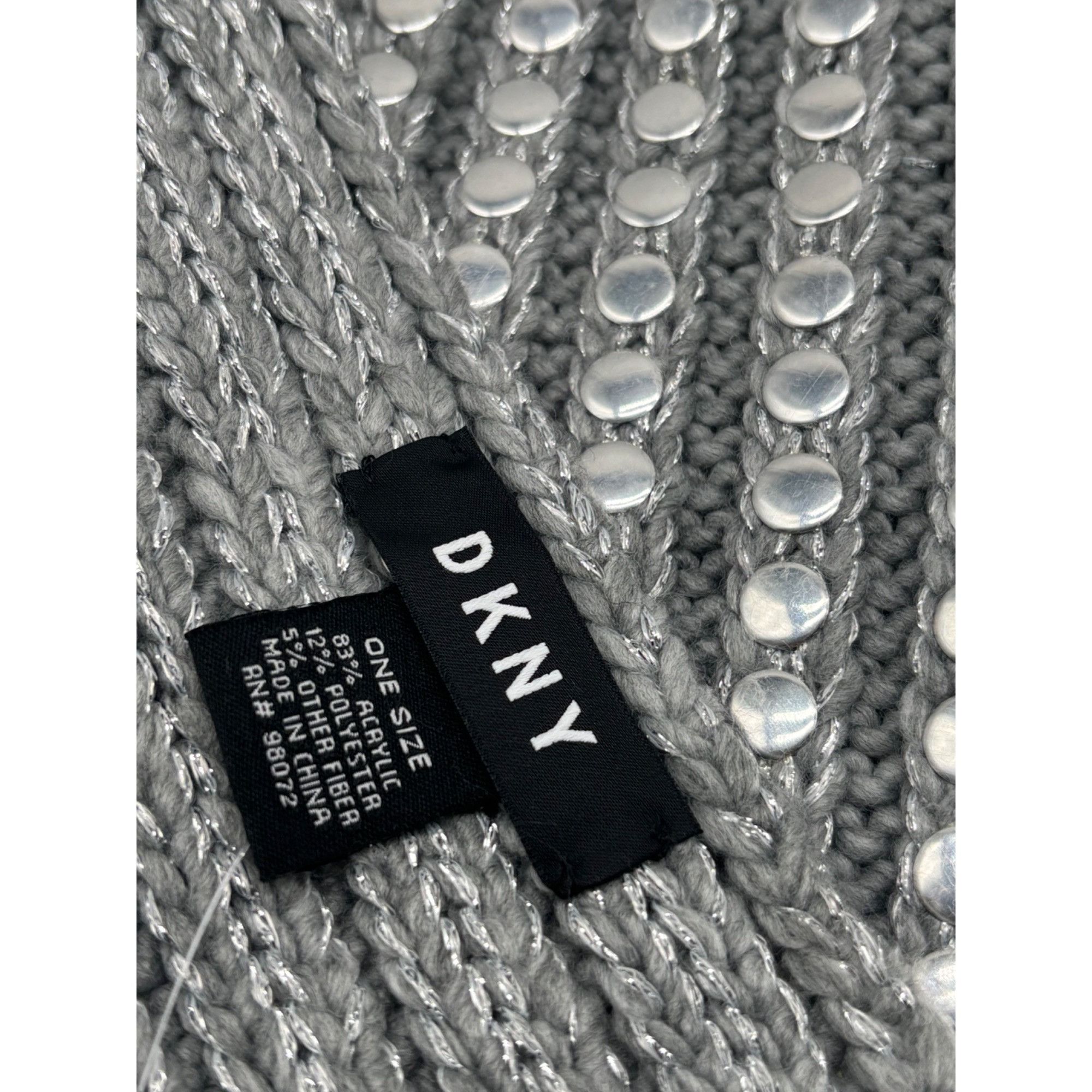 DKNY DKNY Flat-Stud Metallic Rib-Knit Scarf, Silver 14" x 82 Size ONE SIZE - 5 Thumbnail