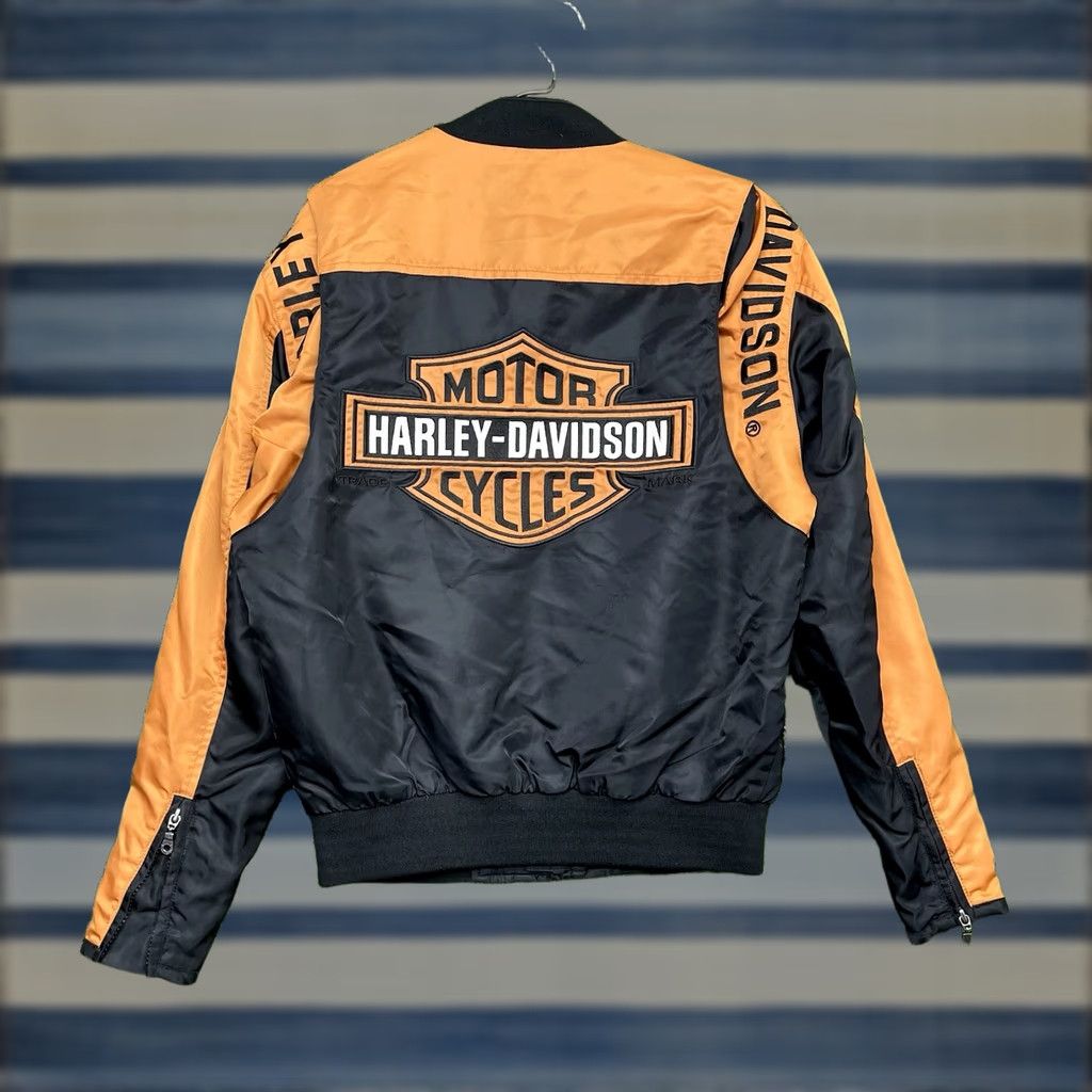 Harley Davidson Harley-Davidson Nylon Jacket Mens M Black Orange Softshell Zip Racing Jacket All Seasons Regular In Nylon Exterior Shell Lining Leather 2000s Size US M / EU 48-50 / 2 - 1 Thumbnail