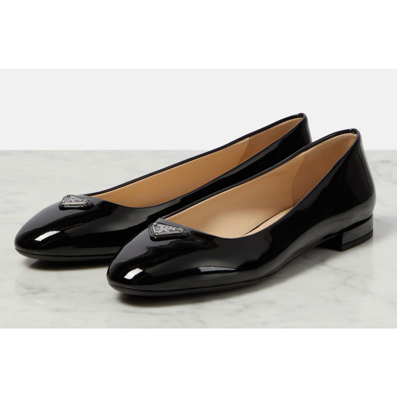 Prada Prada Black Patent Silver Triangle Logo Ballet Flat 39 Size US 9 / IT 39 - 13 Thumbnail