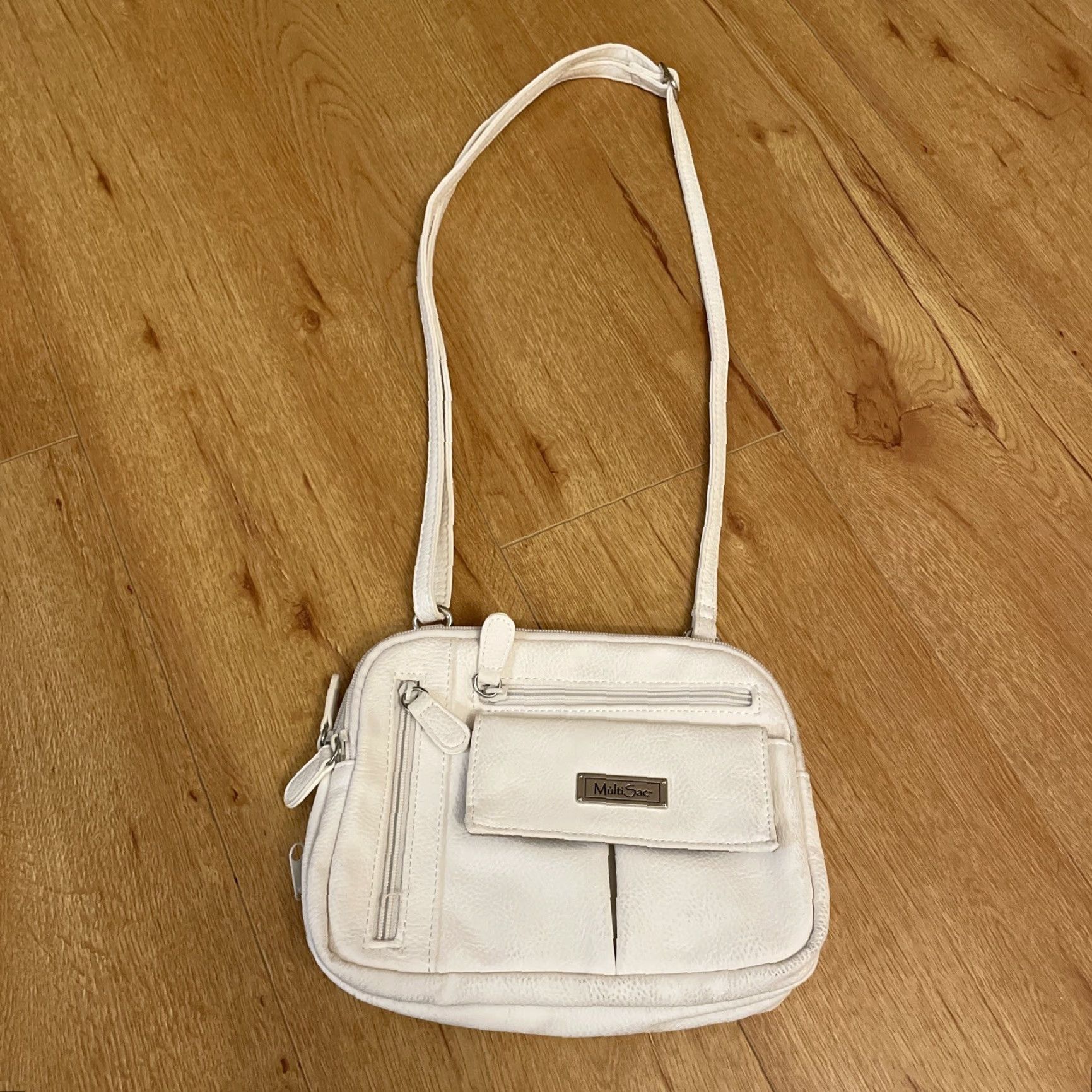 Vintage VINTAGE MultiSac Haven White Vegan Leather Crossbody Handbag Pockets Boho Women Medium Crossbody Bags Mens? Size ONE SIZE - 2 Thumbnail